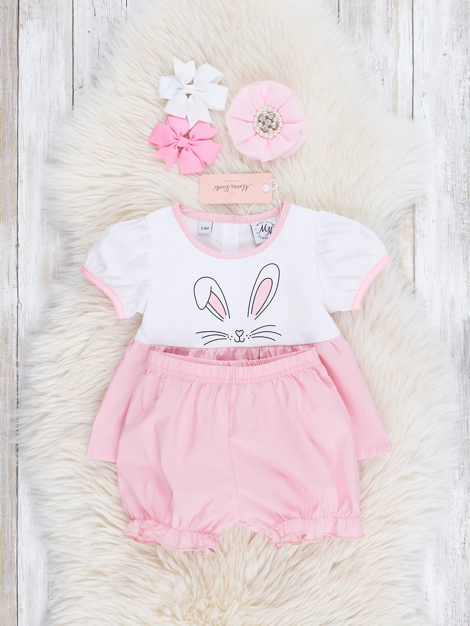 Rose Pink Bunny Top & Bloomers Set - Image 2