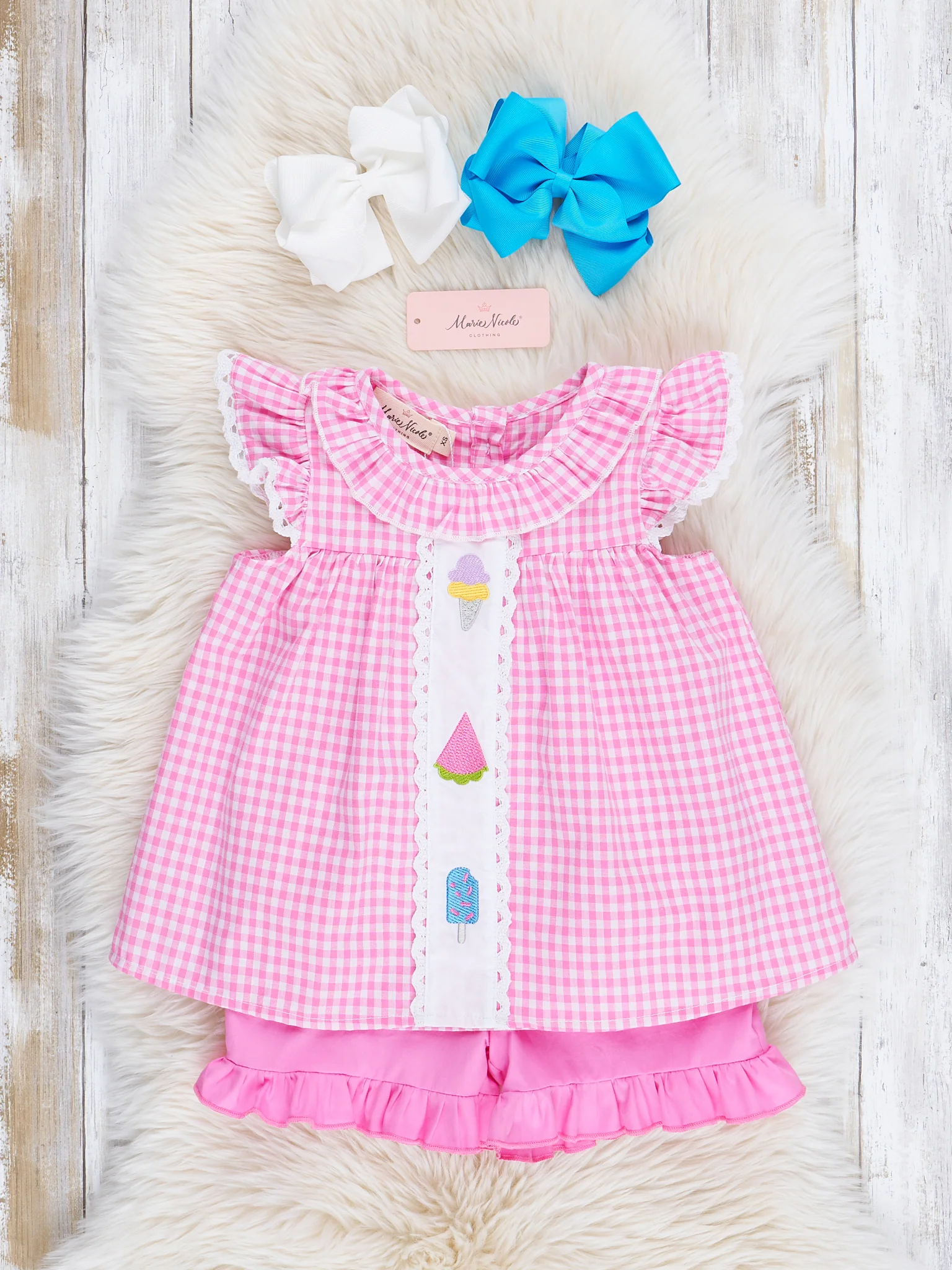Rose Sweet Treats Embroidered Plaid Outfit