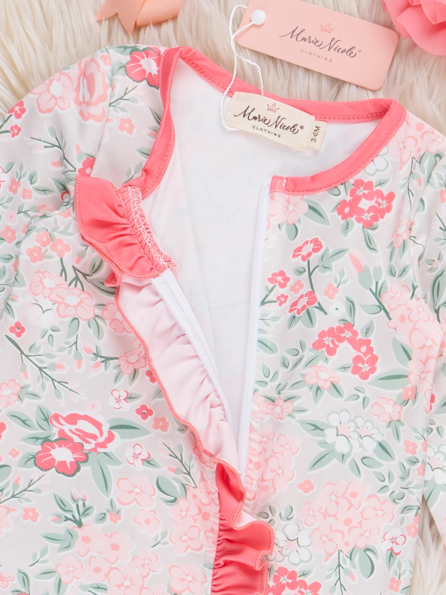 Rosebud Ruffle Footed Sleeper Pajamas - Image 3