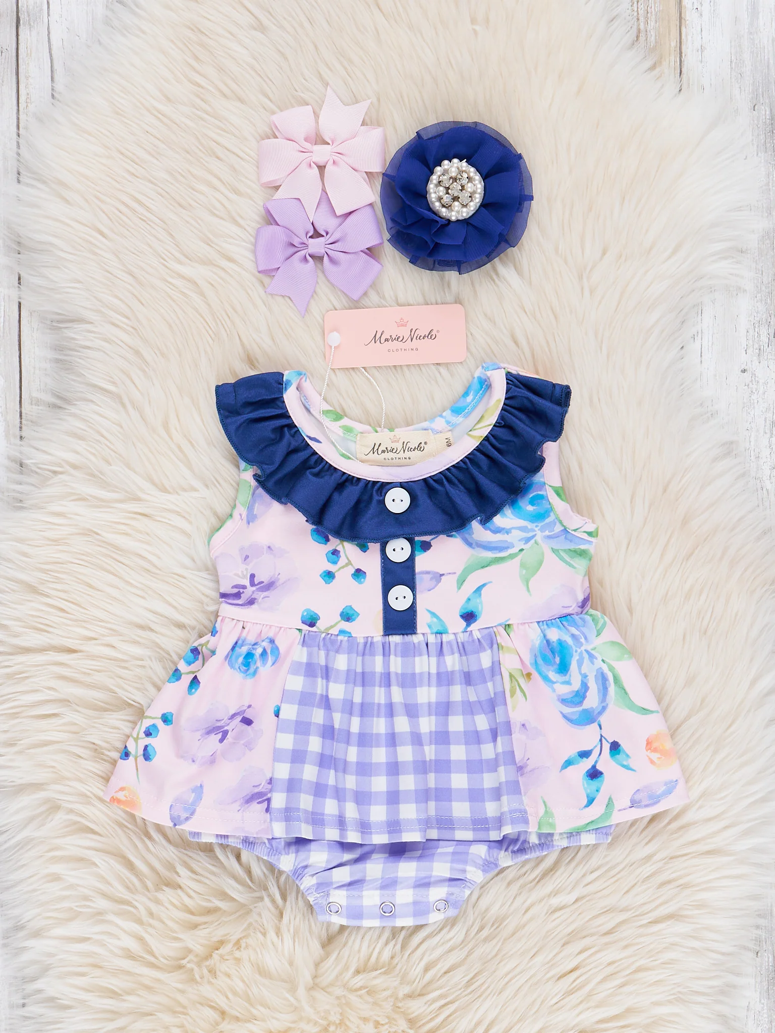Roses & Gingham Bubble Romper