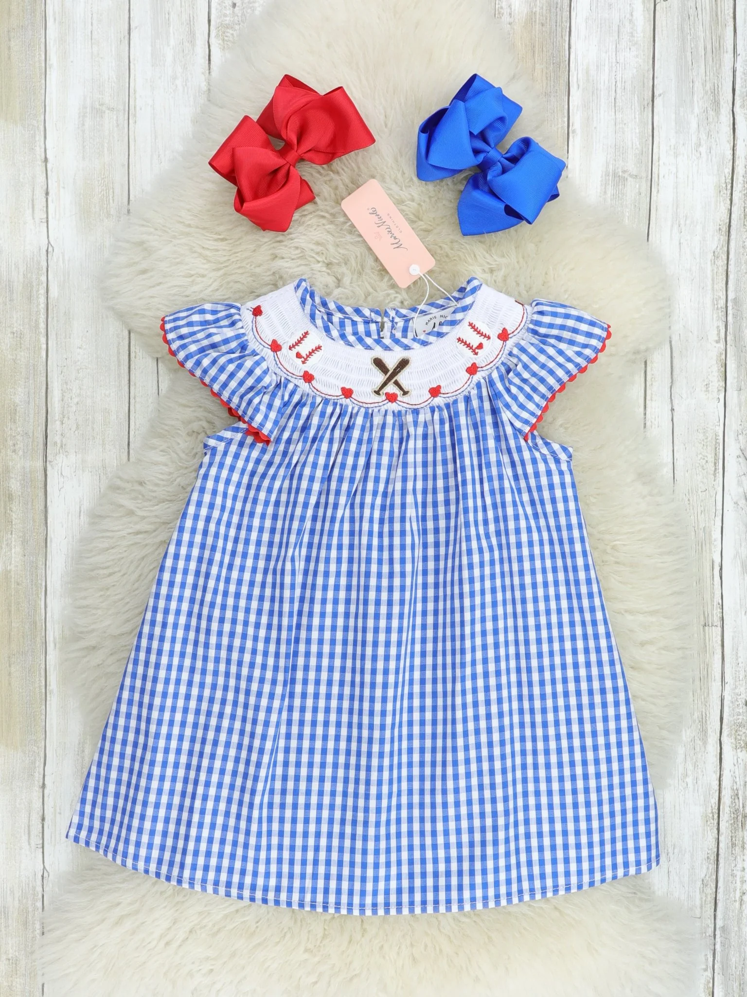 Royal Blue Smocked Baseball Dress