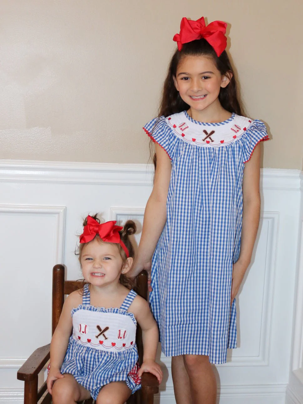 Royal Blue Smocked Baseball Dress - Image 3