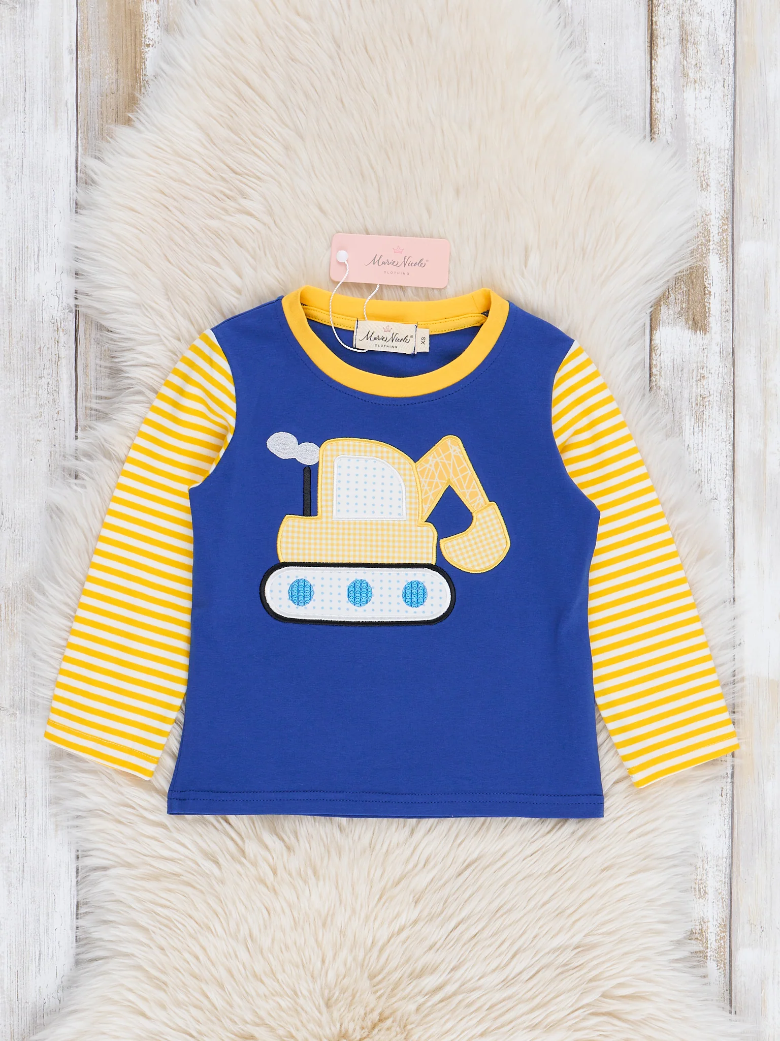 Royal Blue & Yellow Excavator Raglan Shirt