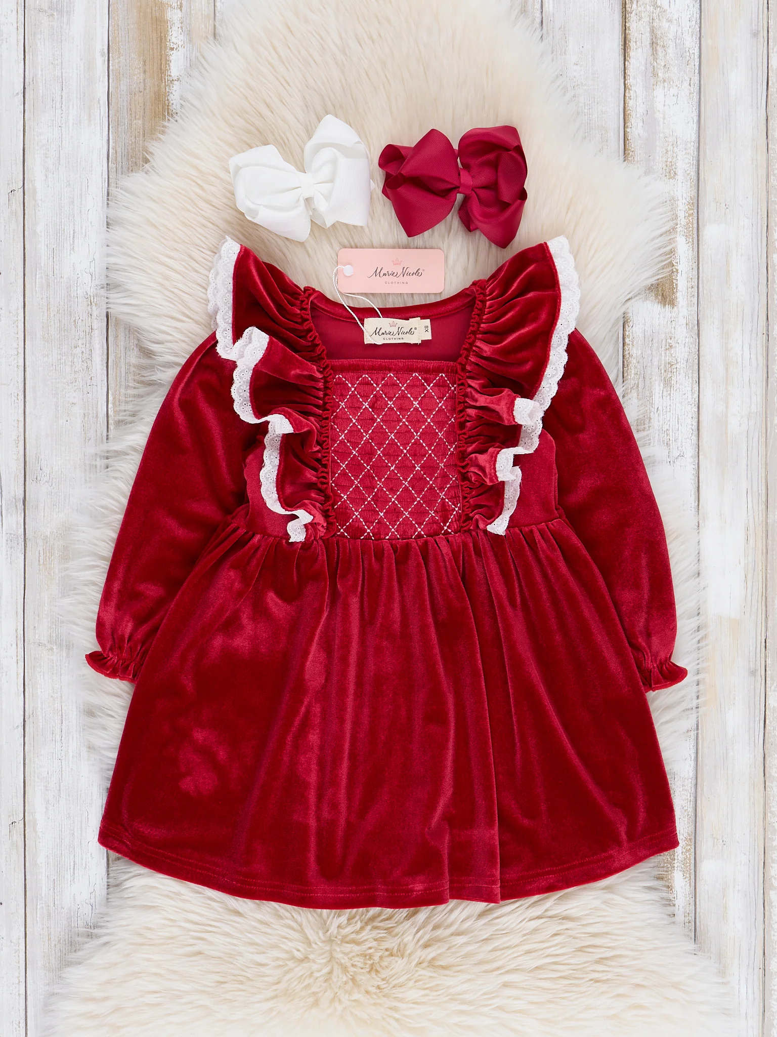 Ruby Velvet Ruffle Dress - Image 2