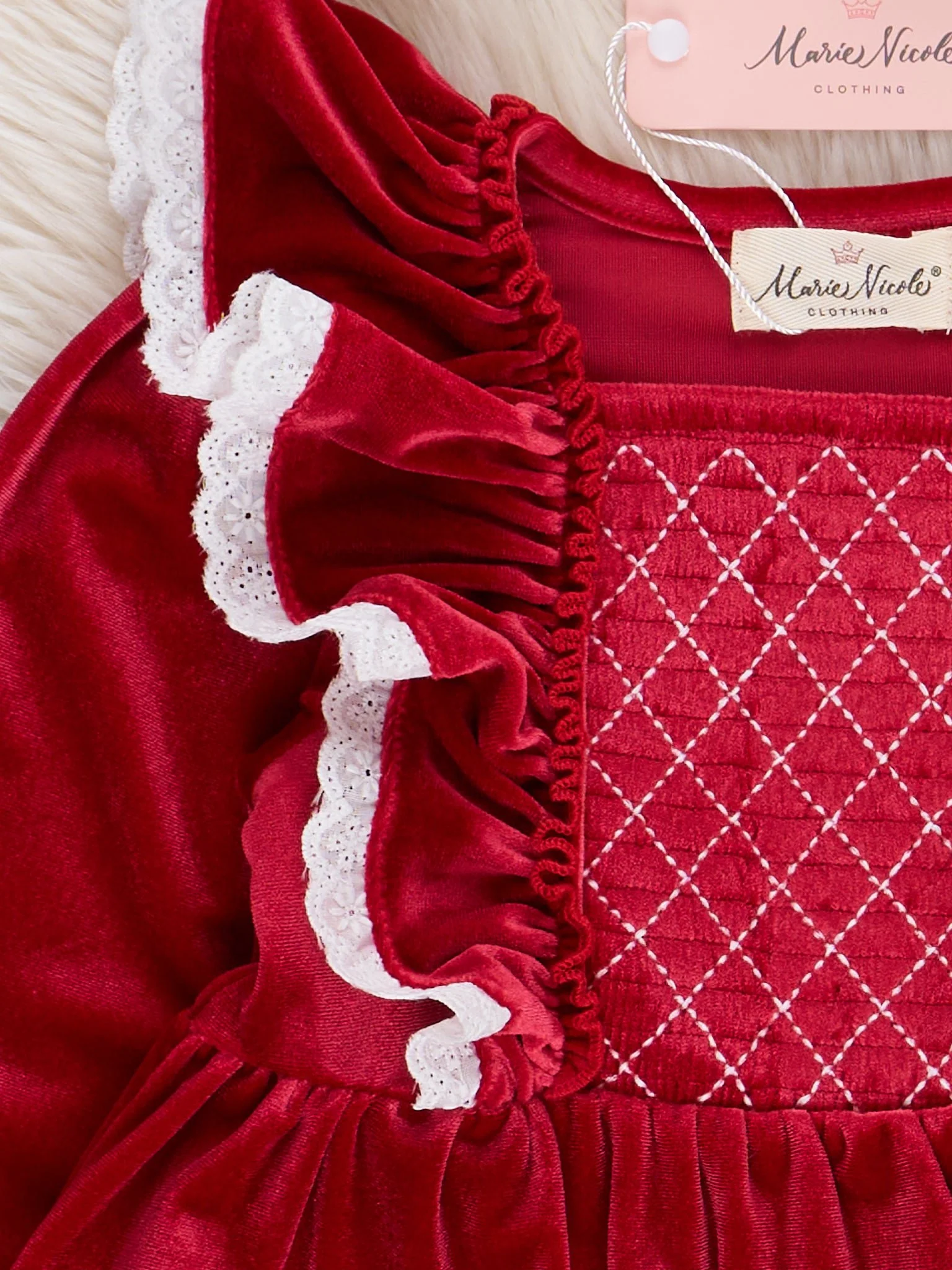 Ruby Velvet Ruffle Dress - Image 3