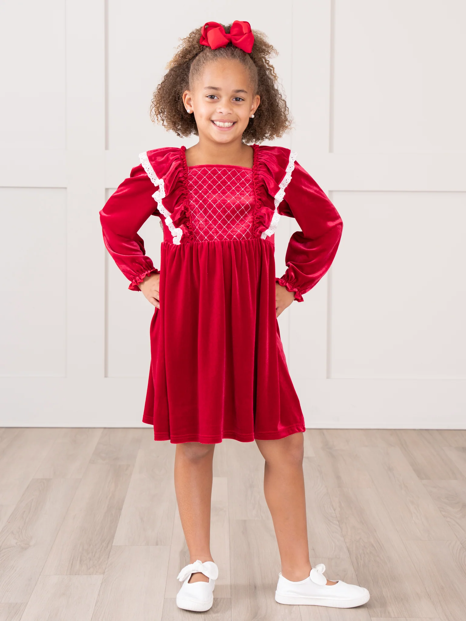 Ruby Velvet Ruffle Dress - Image 4