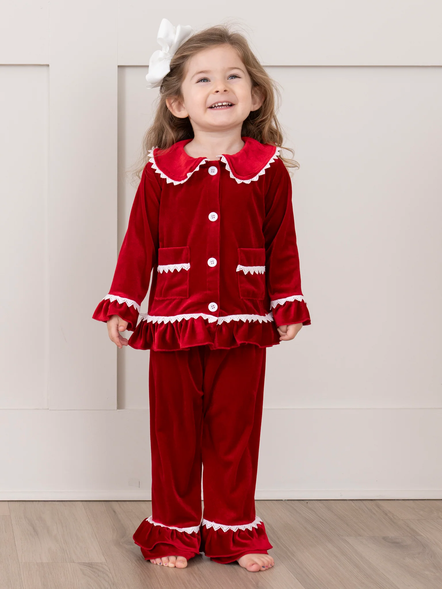 Ruby Velvet Ruffle Pajamas - Image 4