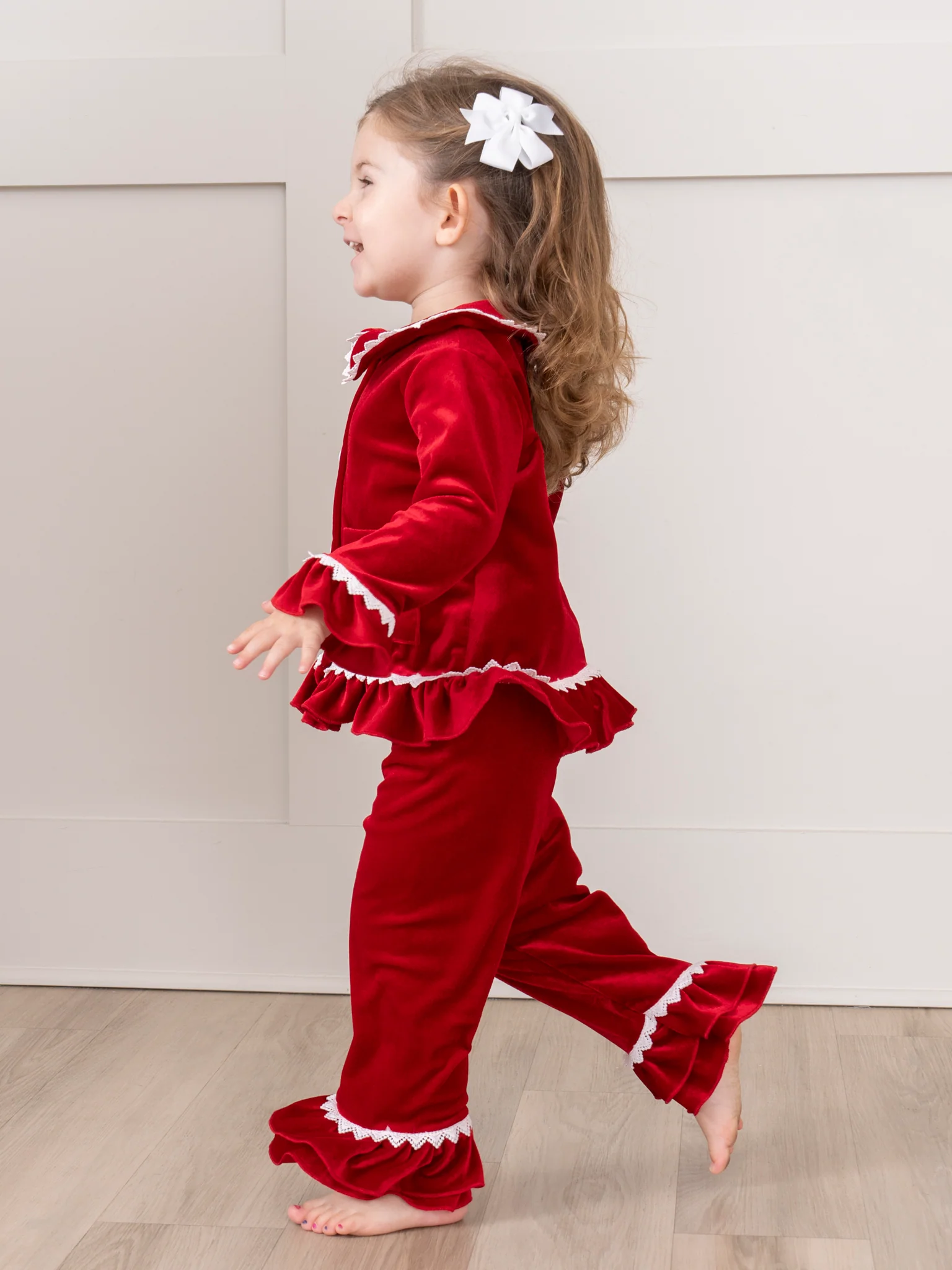 Ruby Velvet Ruffle Pajamas - Image 5