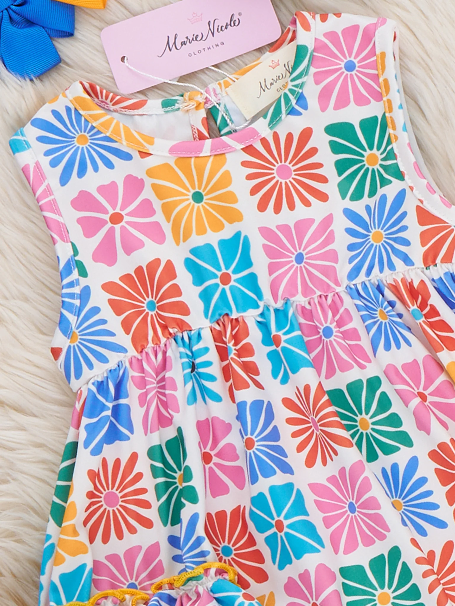 Ruffle Bubble Romper - Flower Tiles - Image 4