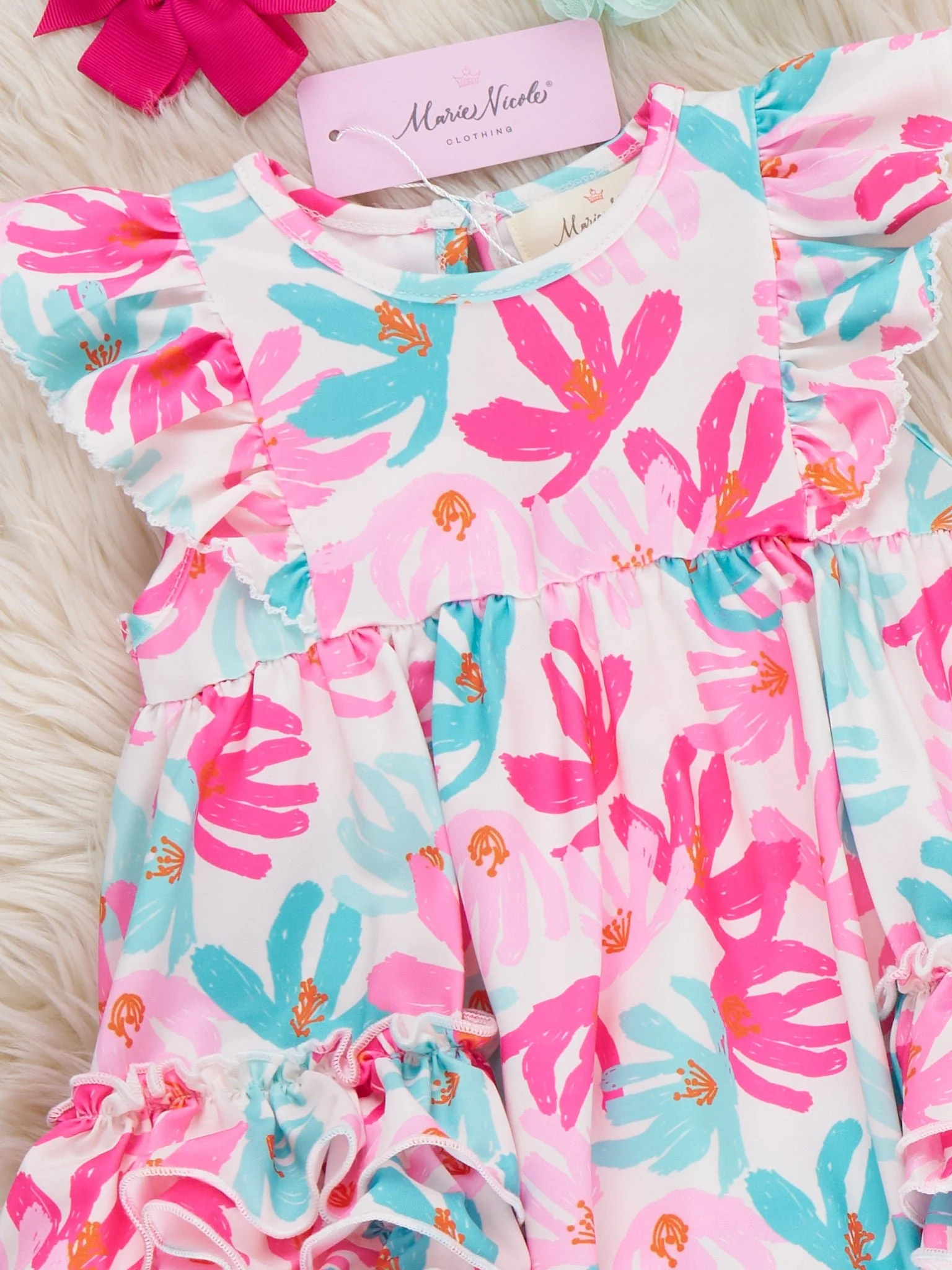 Ruffle Bubble Romper - Hibiscus - Image 4