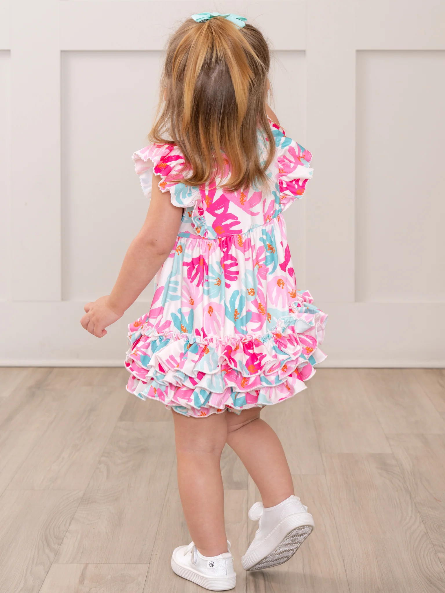 Ruffle Bubble Romper - Hibiscus - Image 7