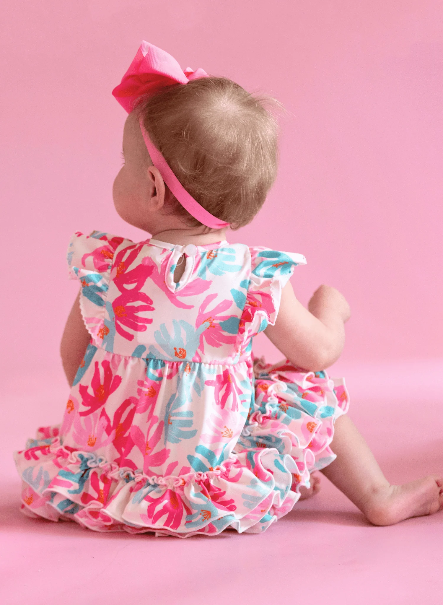 Ruffle Bubble Romper - Hibiscus - Image 9