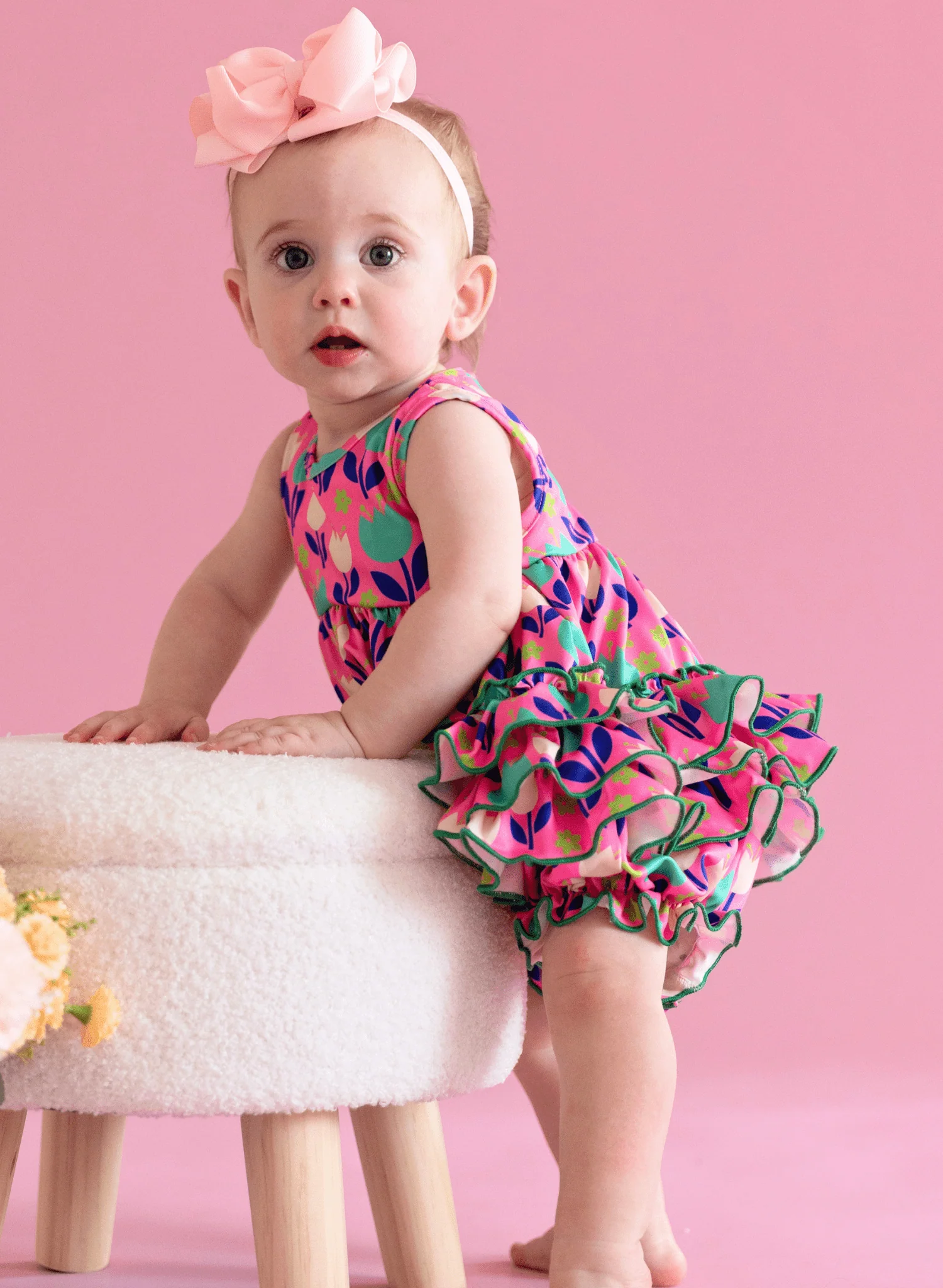 Ruffle Bubble Romper - Tulip