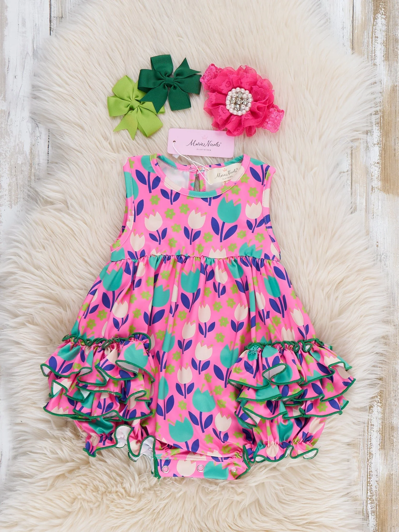 Ruffle Bubble Romper - Tulip - Image 2