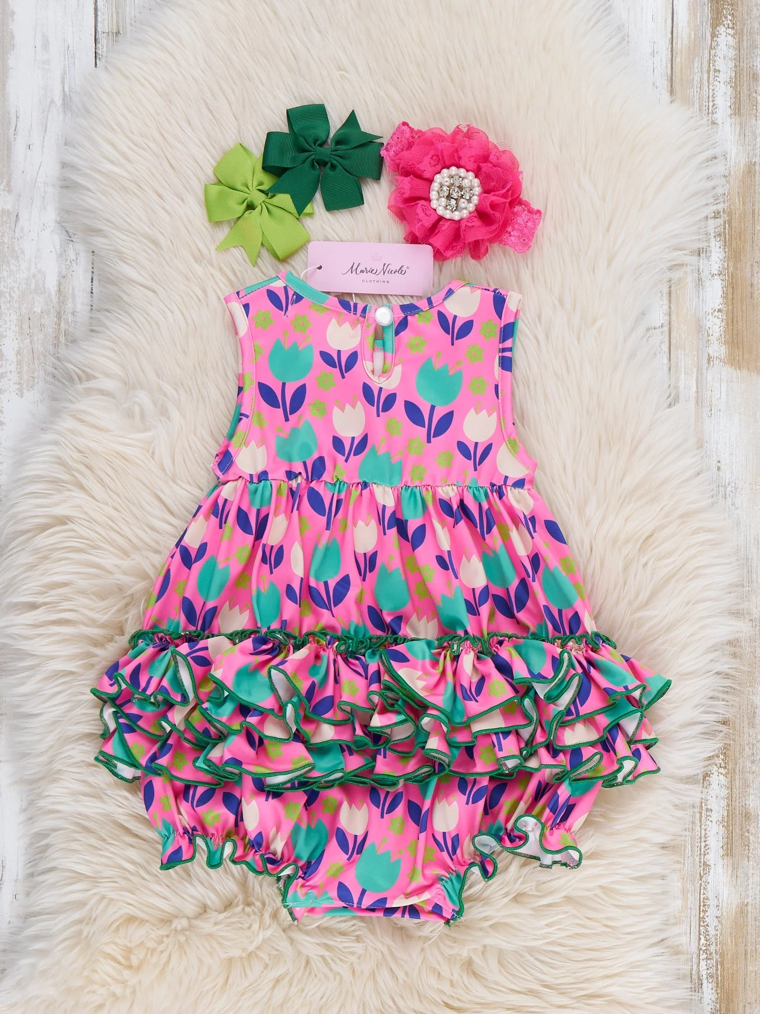 Ruffle Bubble Romper - Tulip - Image 3