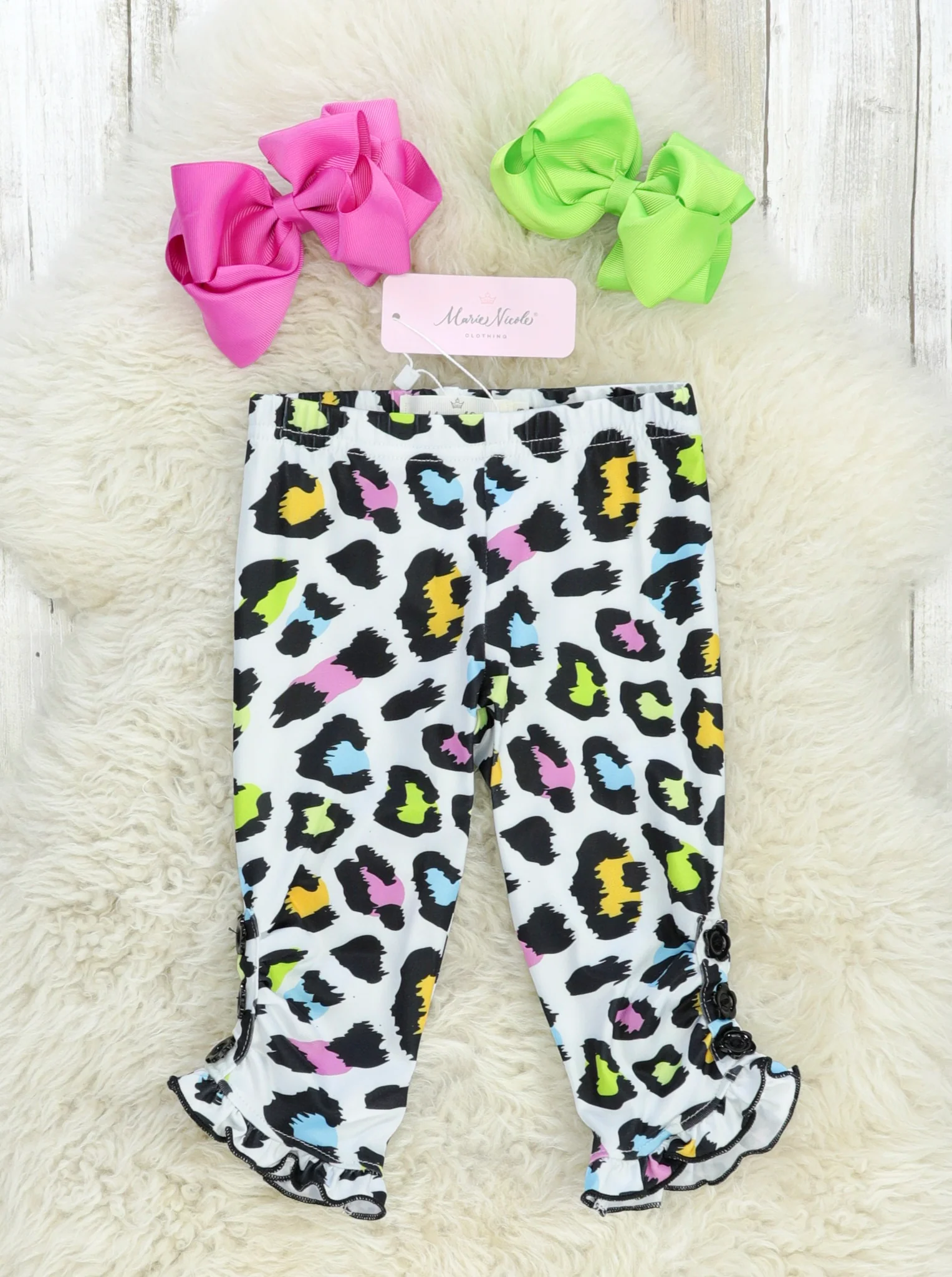 Ruffle Capris - Neon Leopard