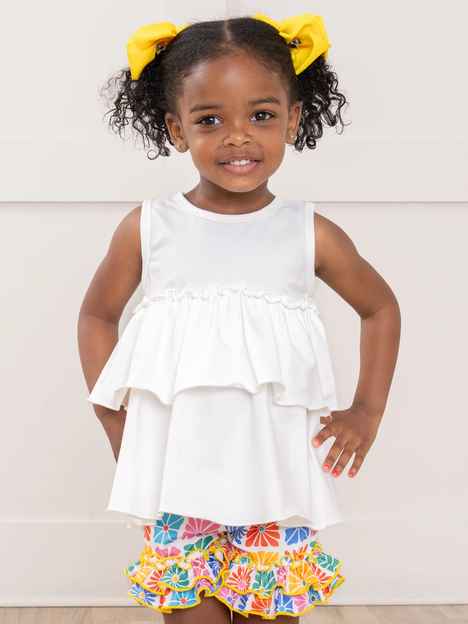 Ruffle Hem Shorts - Flower Tiles - Image 3