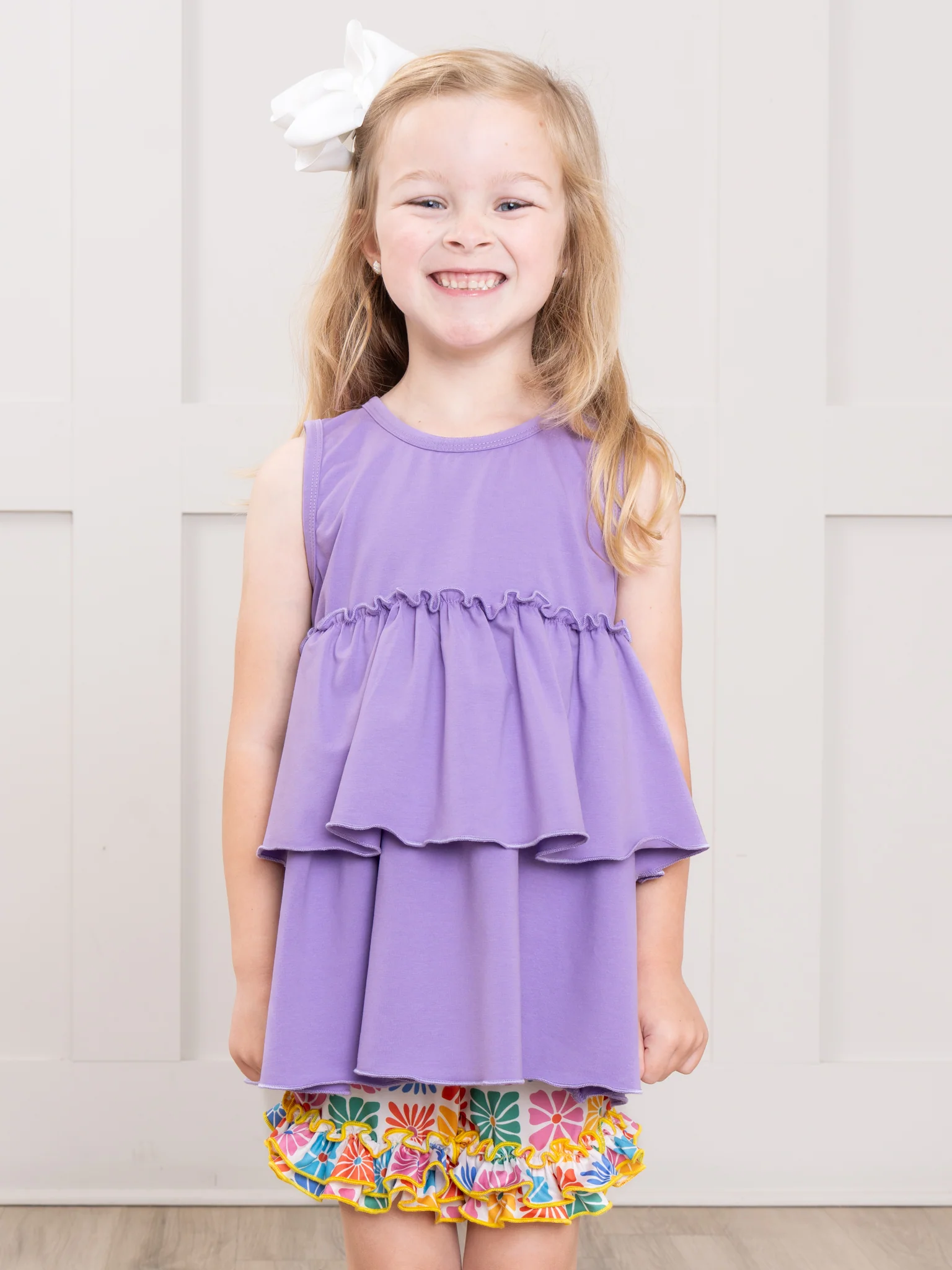 Ruffle Hem Shorts - Flower Tiles - Image 4