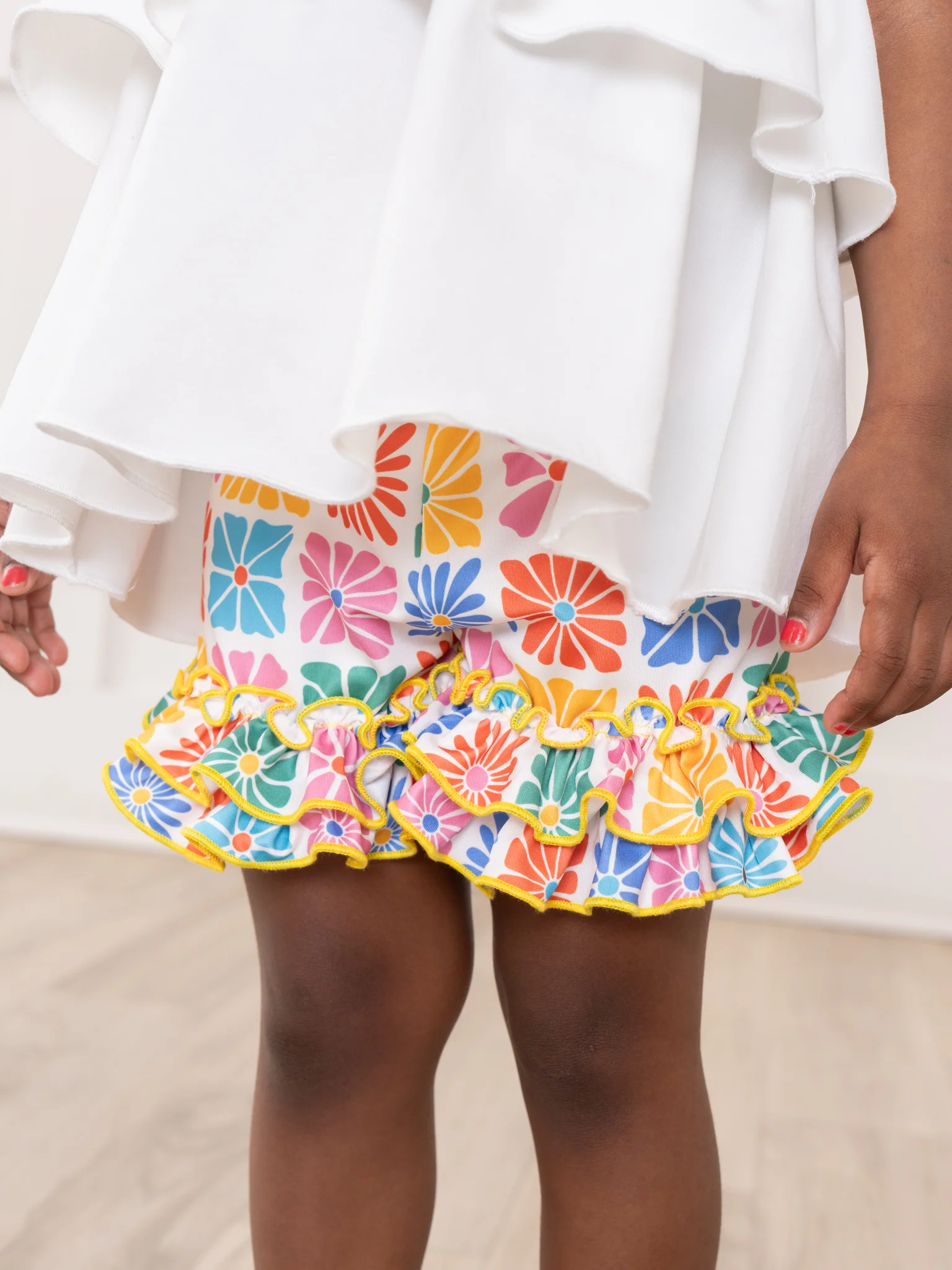 Ruffle Hem Shorts - Flower Tiles - Image 5