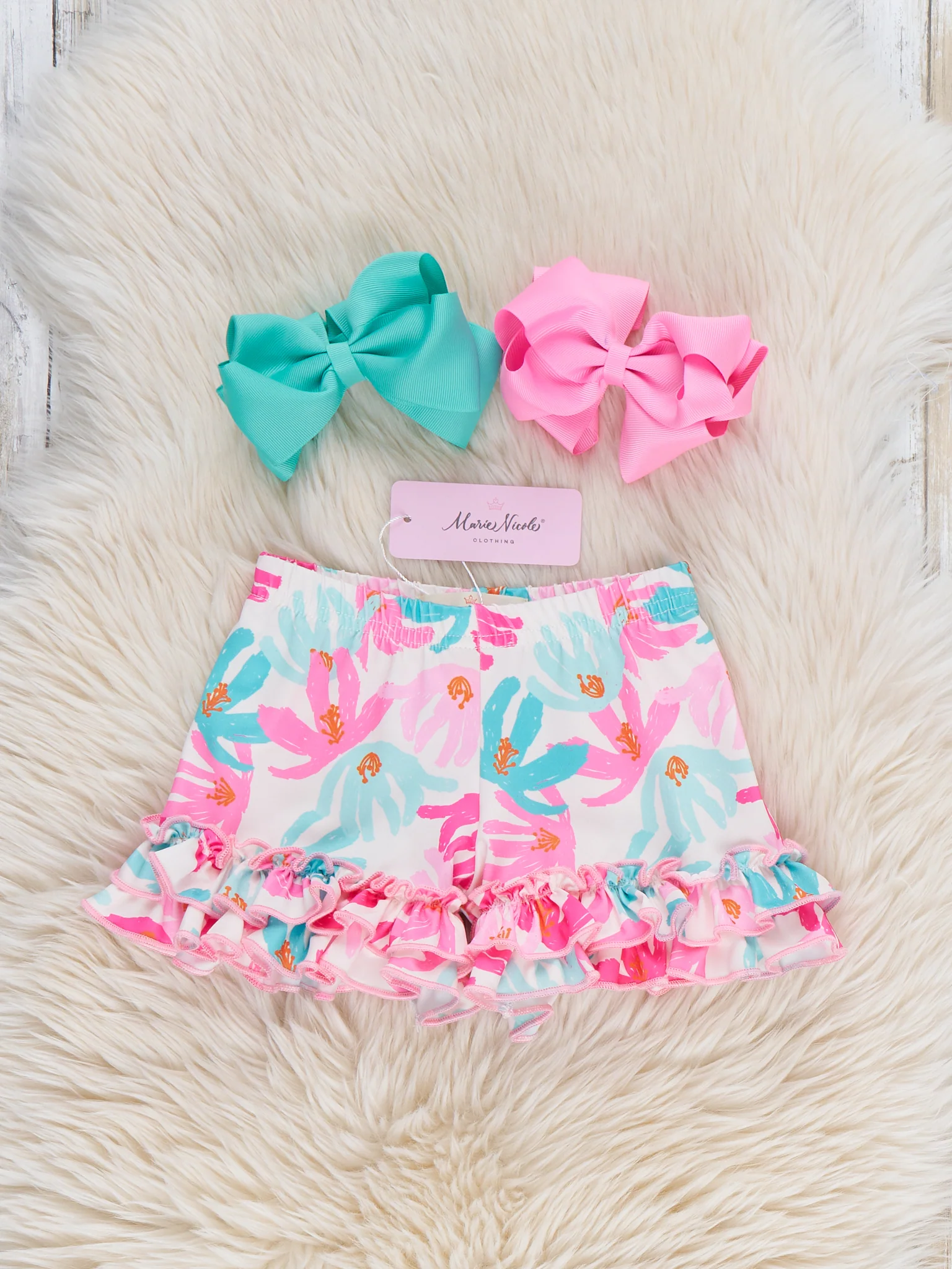 Ruffle Hem Shorts - Hibiscus