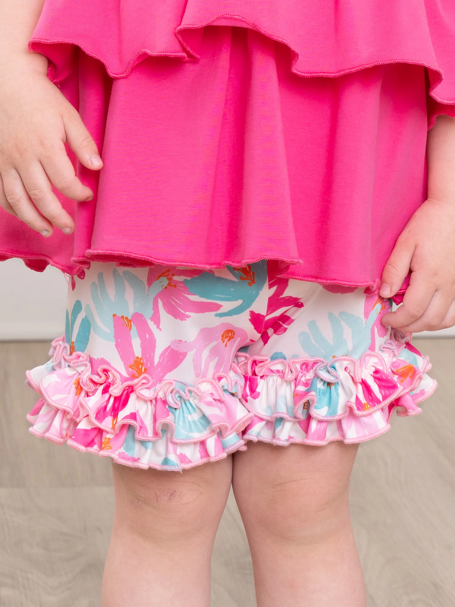 Ruffle Hem Shorts - Hibiscus - Image 3