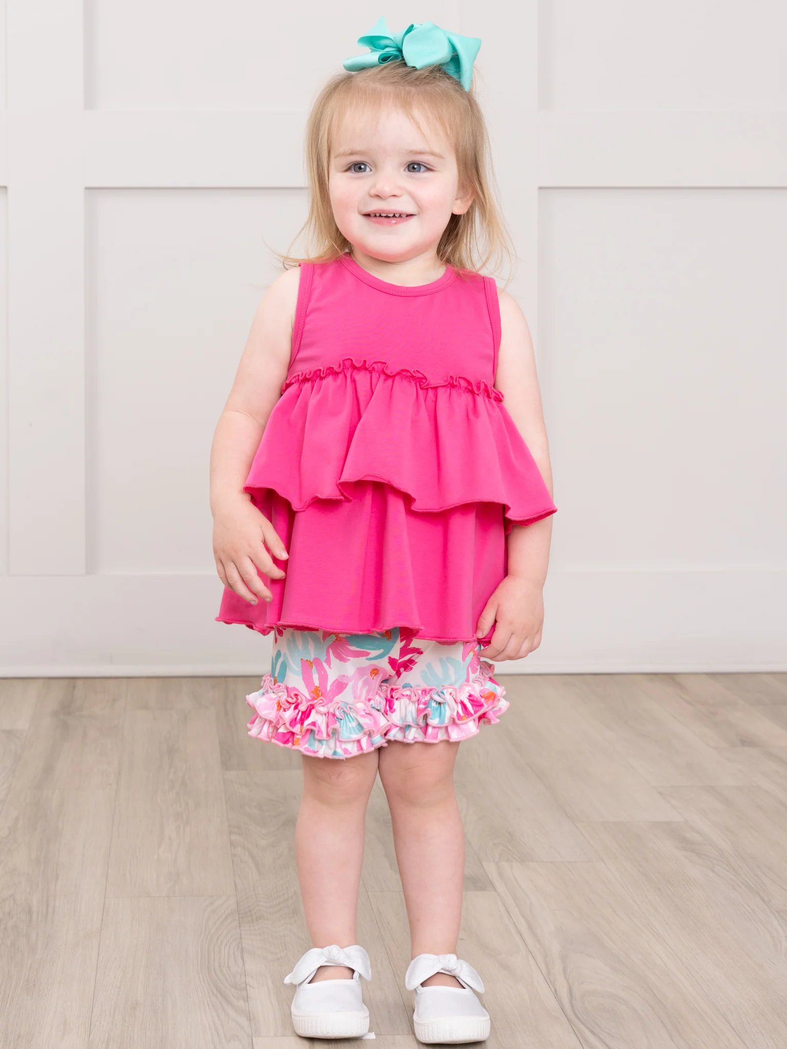 Ruffle Hem Shorts - Hibiscus - Image 4