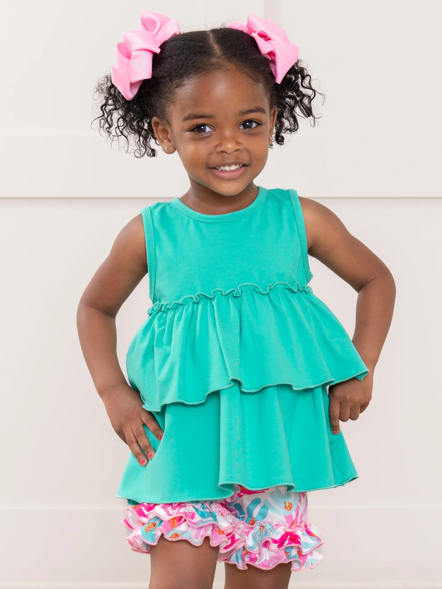 Ruffle Hem Shorts - Hibiscus - Image 6