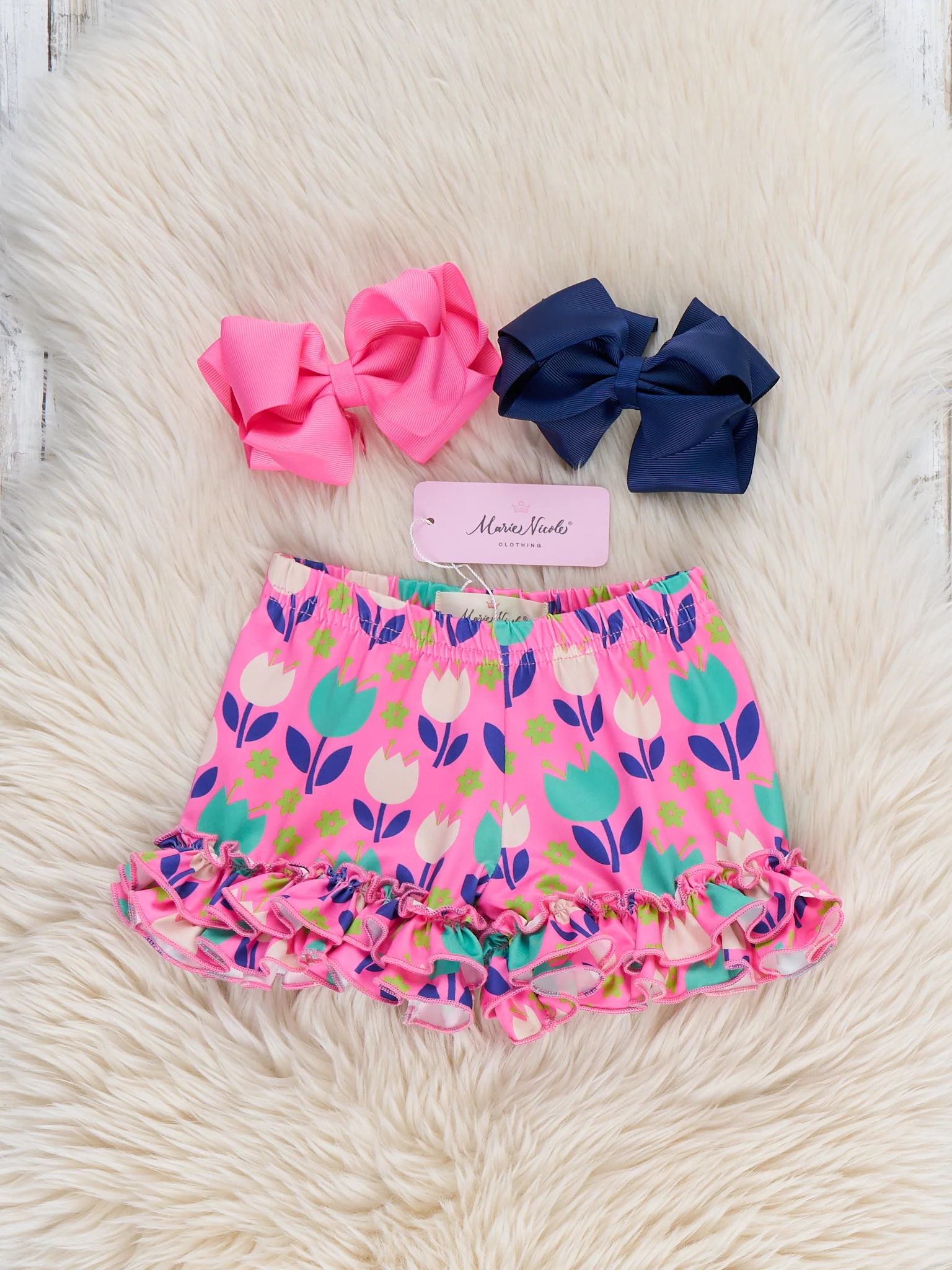 Ruffle Hem Shorts - Tulips