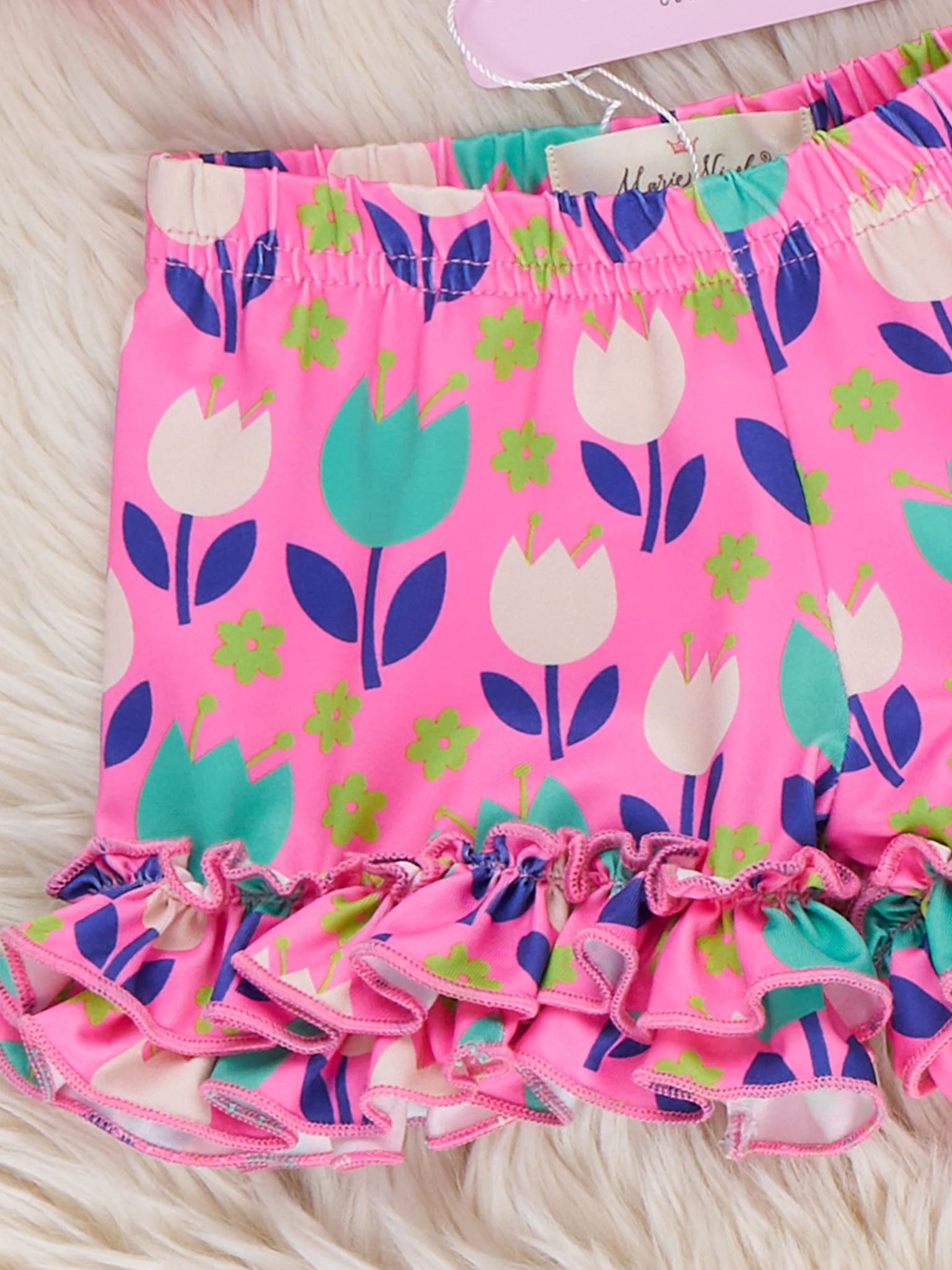 Ruffle Hem Shorts - Tulips - Image 2