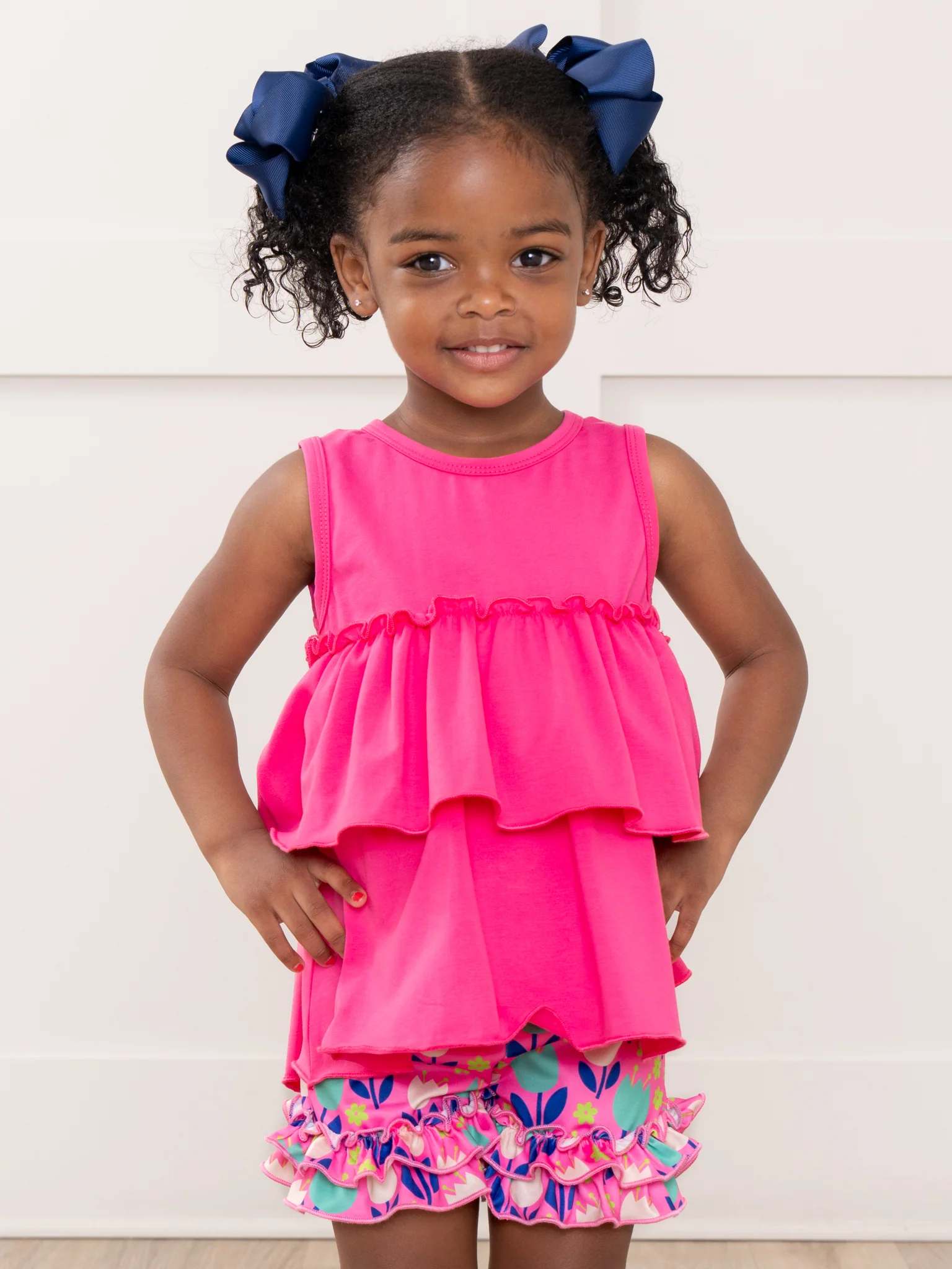Ruffle Hem Shorts - Tulips - Image 4