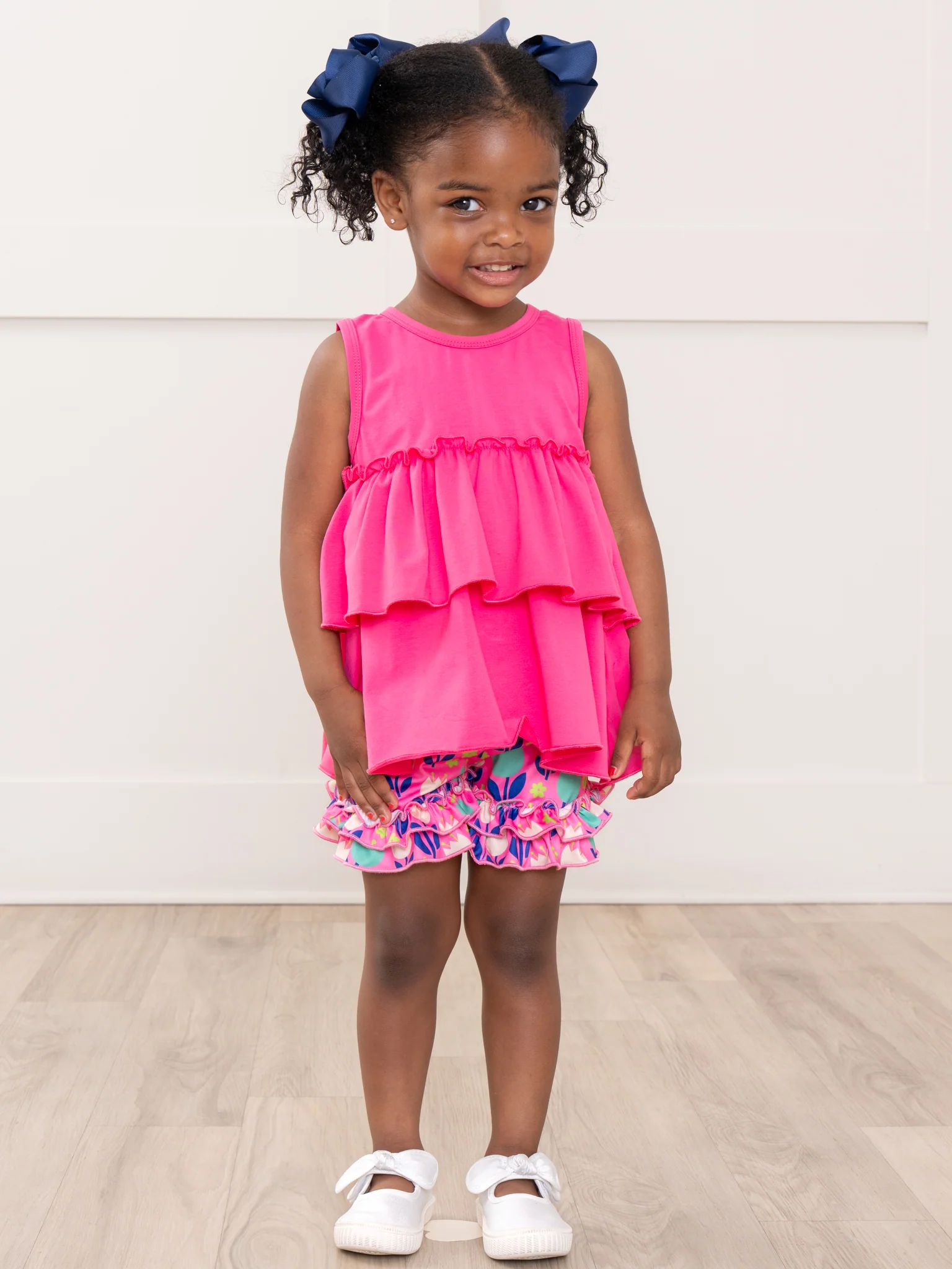 Ruffle Hem Shorts - Tulips - Image 5