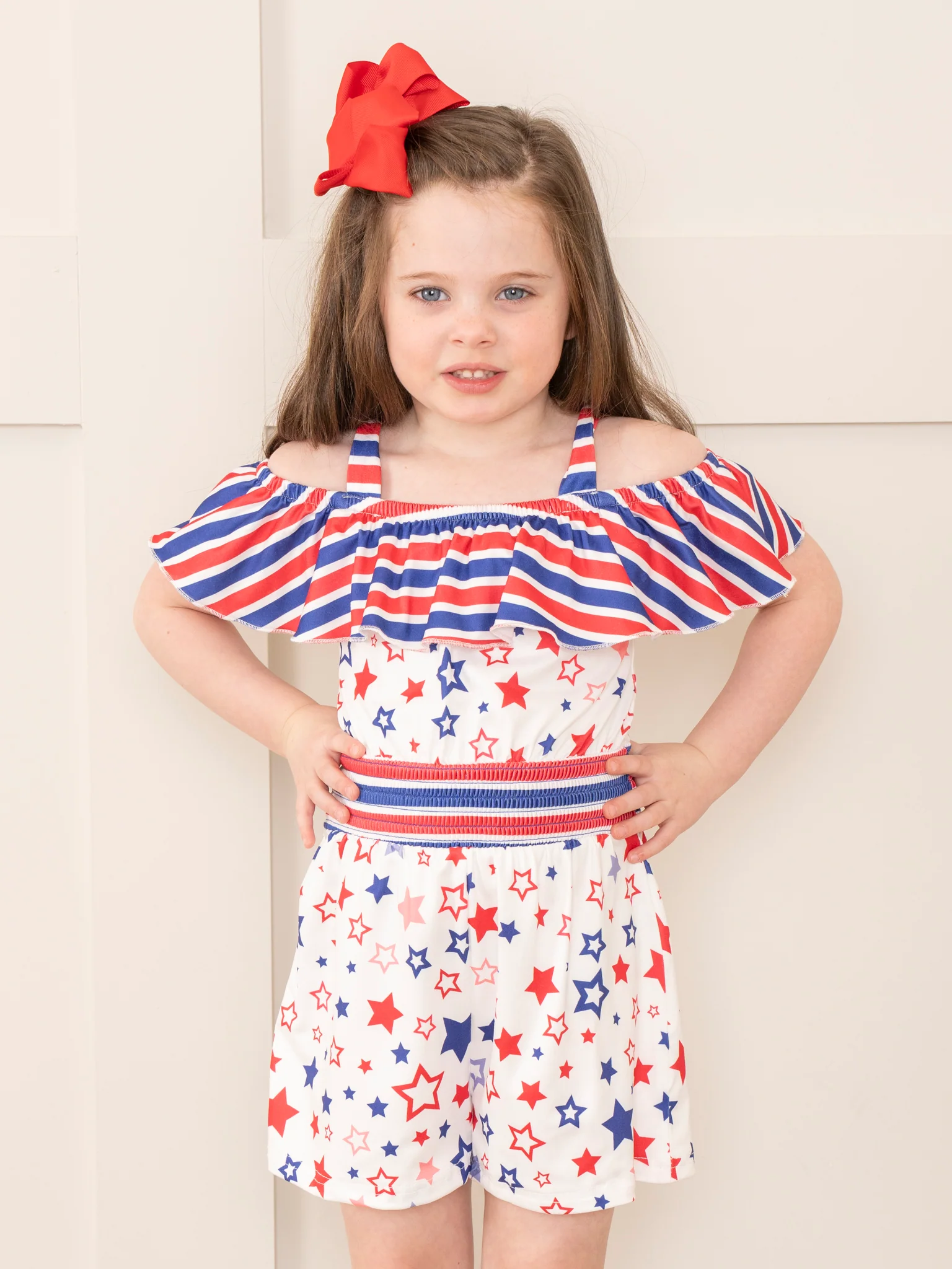 Ruffle Stripes & Stars Romper