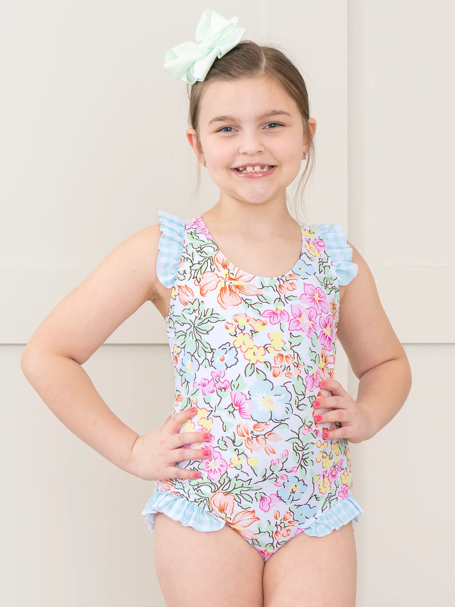 Ruffle Swimsuit - Wildflower Doodles