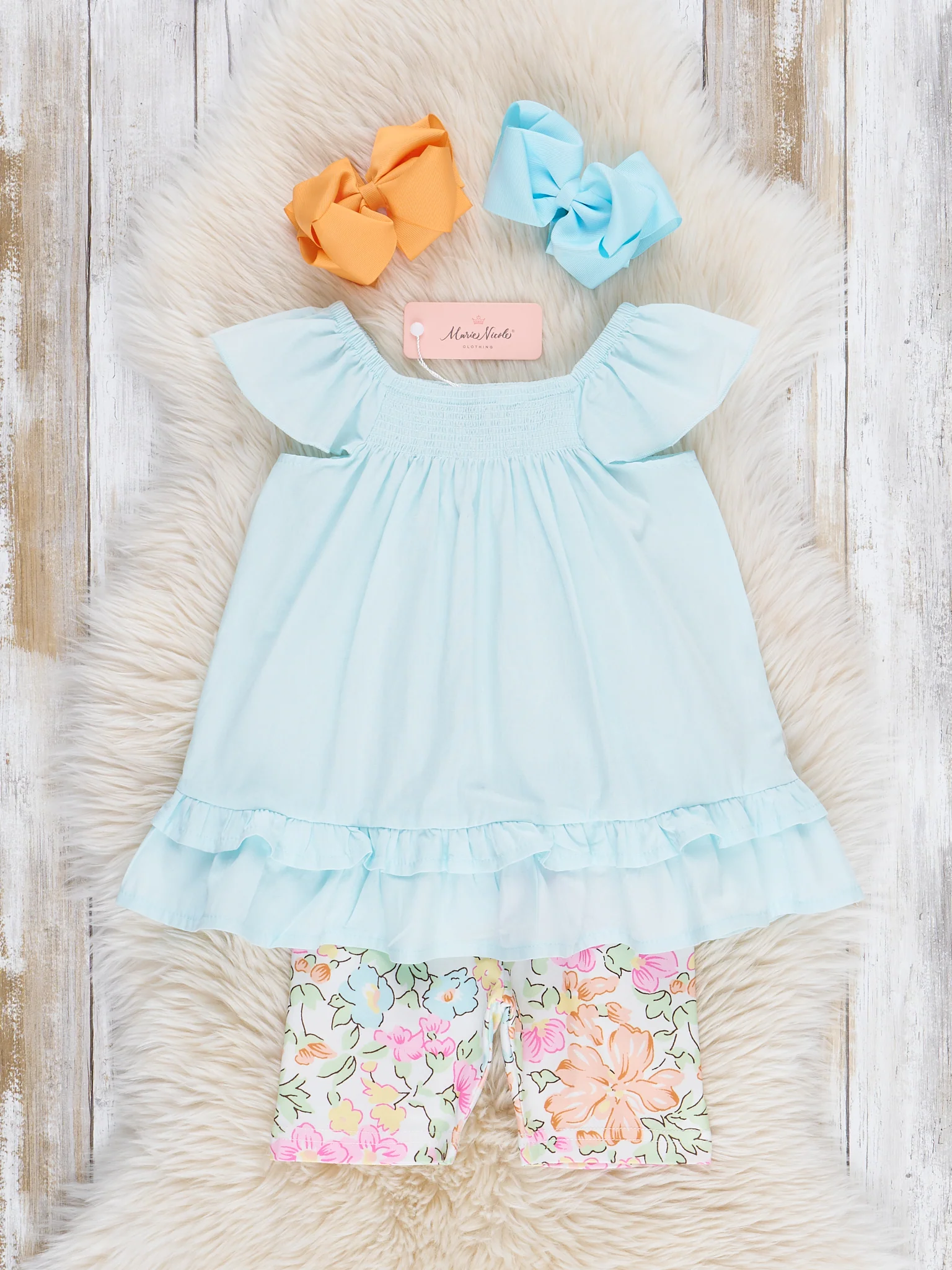 Ruffle Top & Biker Shorts Outfit - Wildflower Doodles