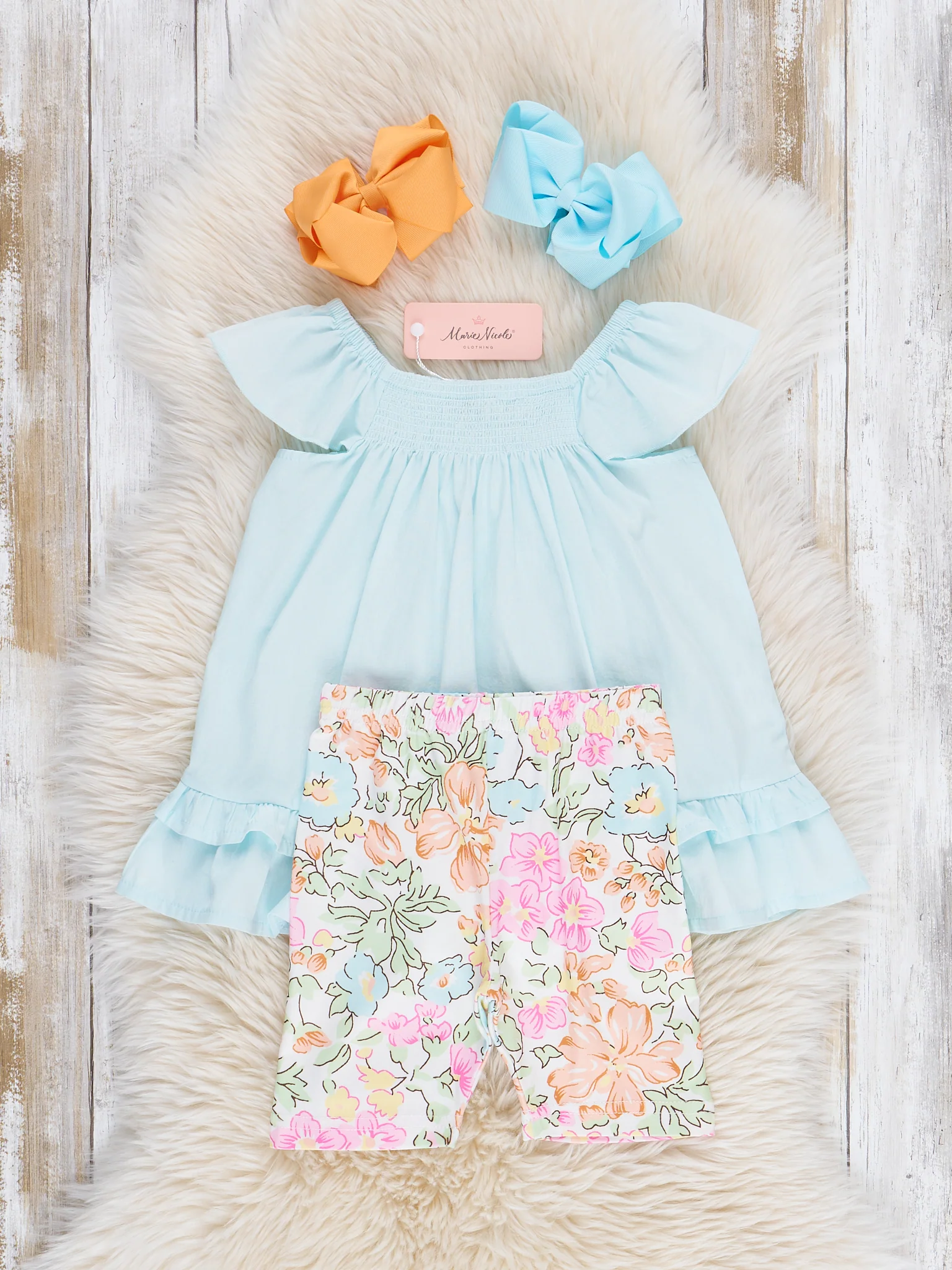 Ruffle Top & Biker Shorts Outfit - Wildflower Doodles - Image 2