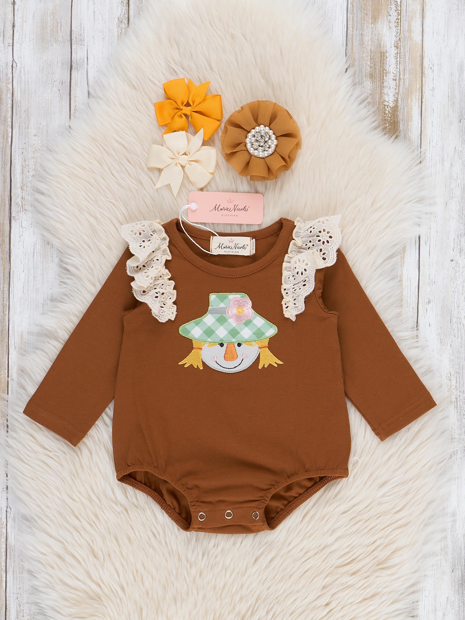 Rustic Charm Scarecrow Lace Romper - Image 2