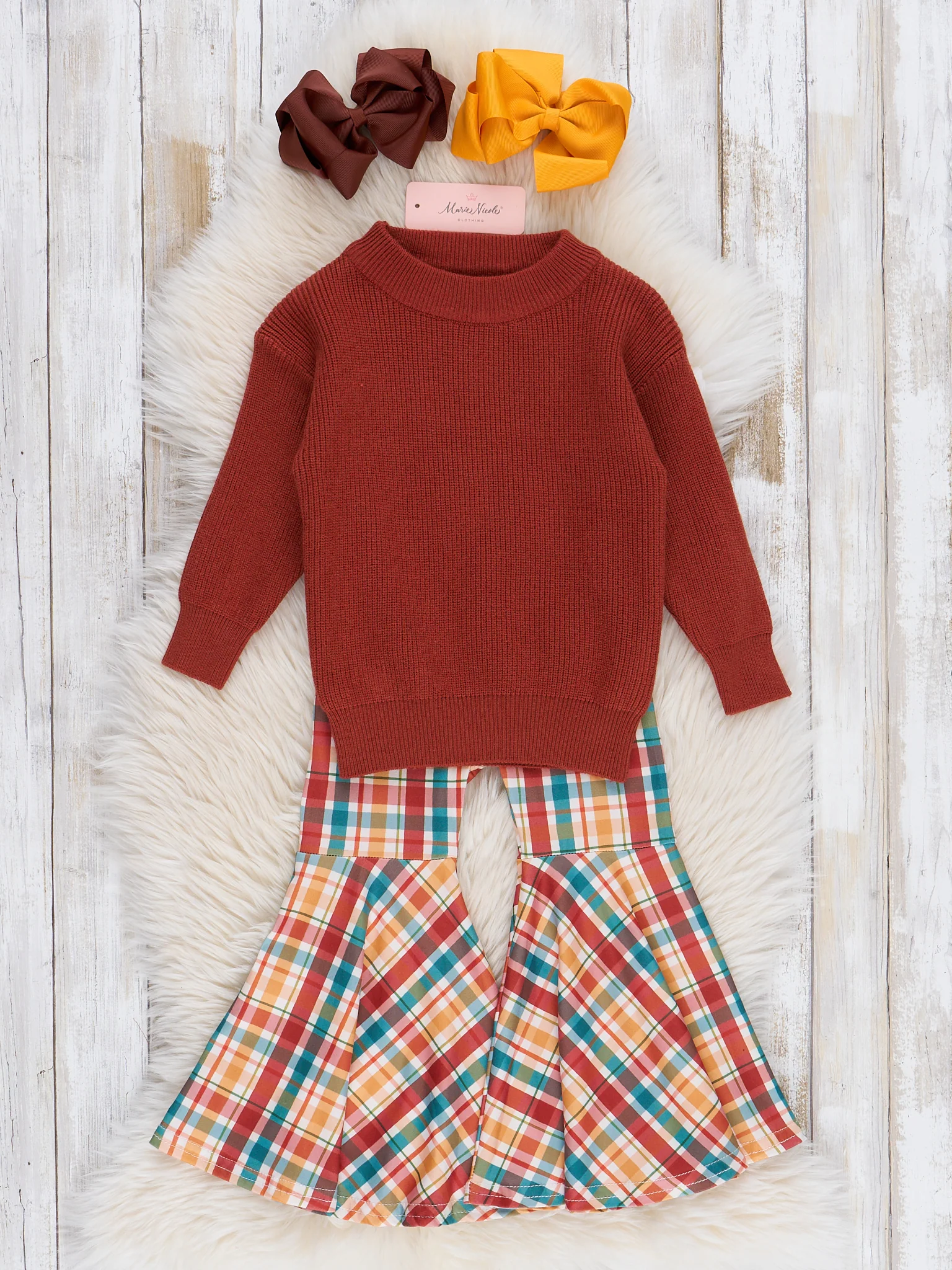 Rusty Plaid Bell Bottoms Outfit