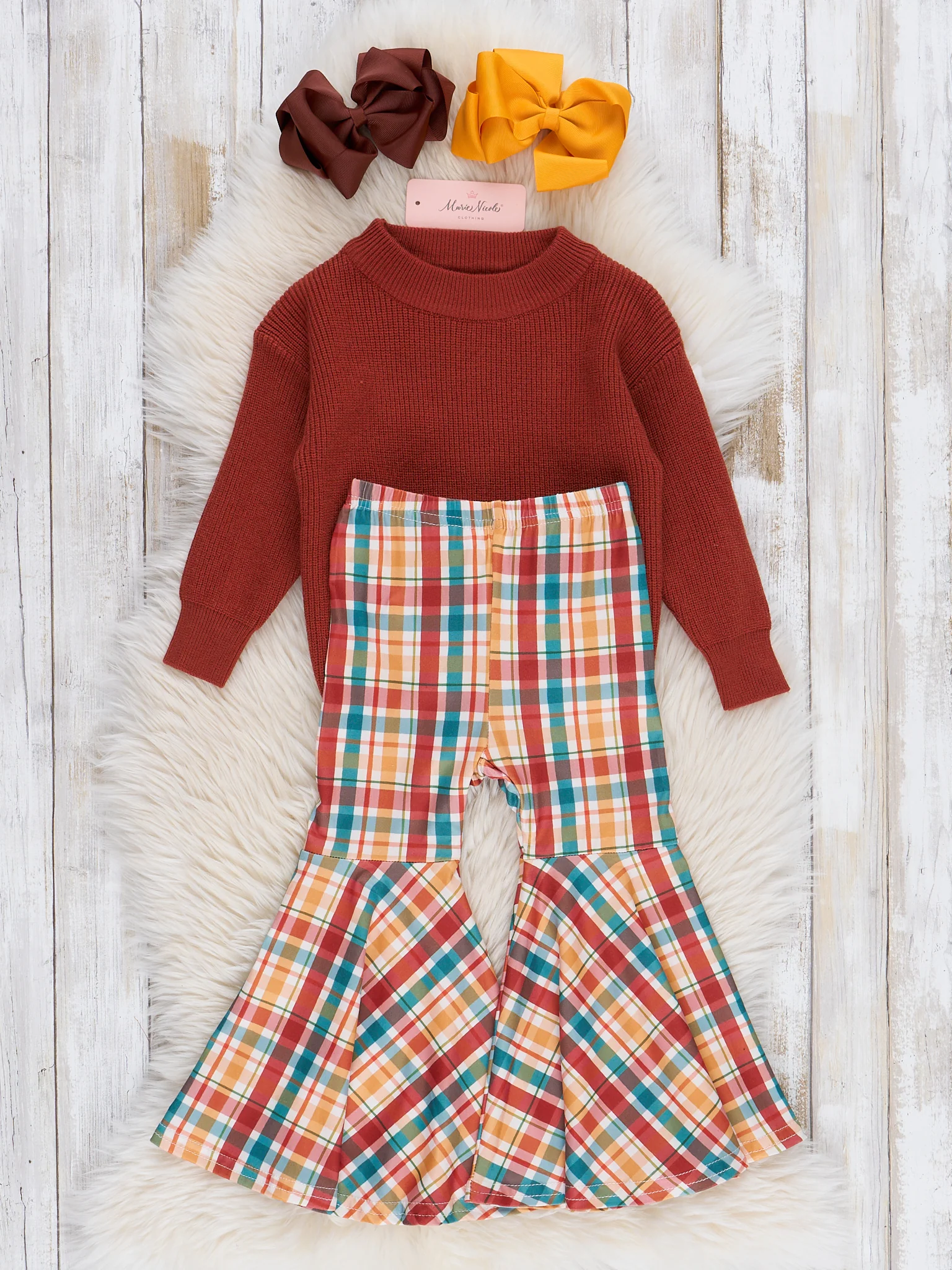 Rusty Plaid Bell Bottoms Outfit - Image 2