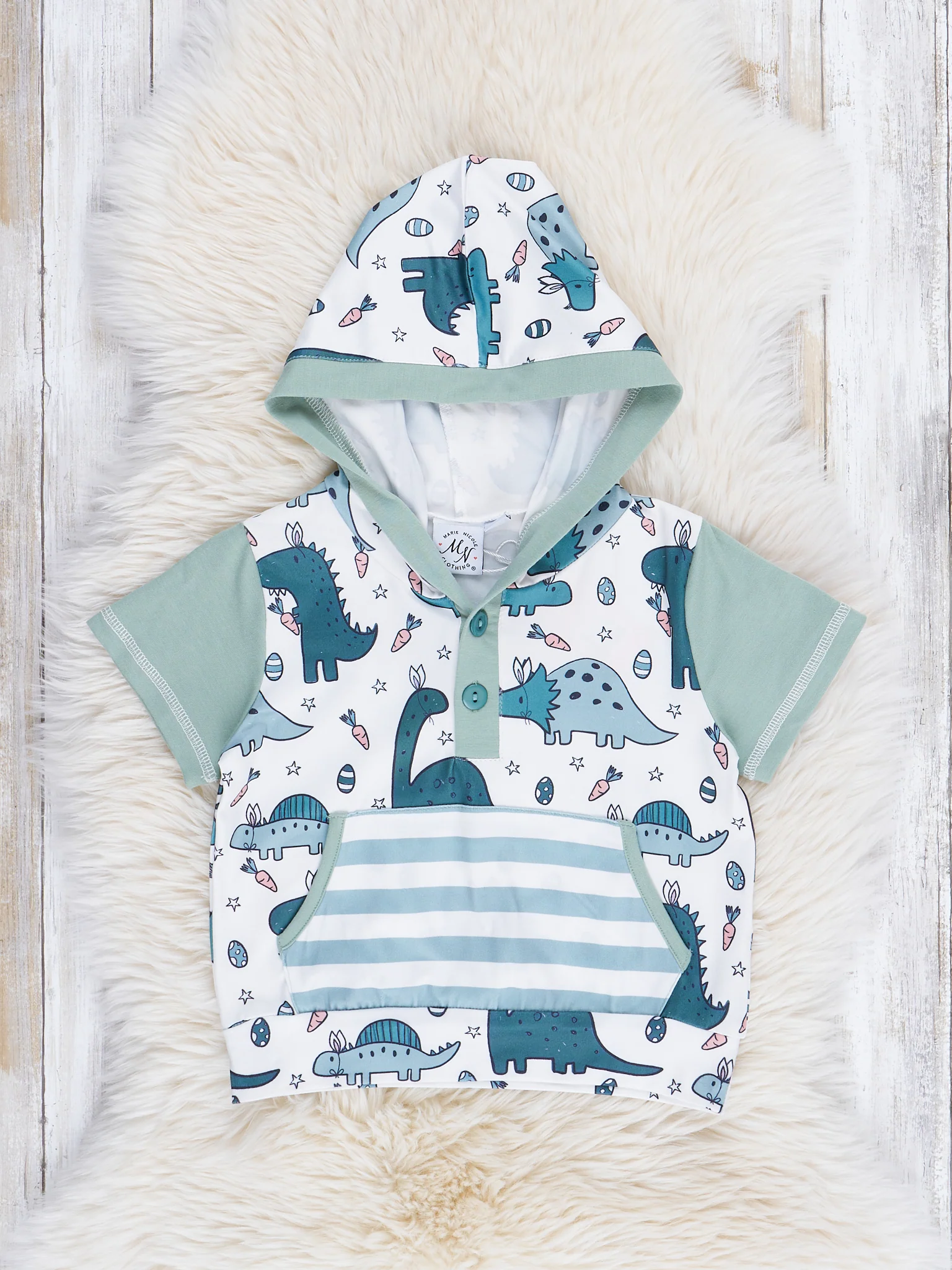 Sage Dino Pocket Hoodie