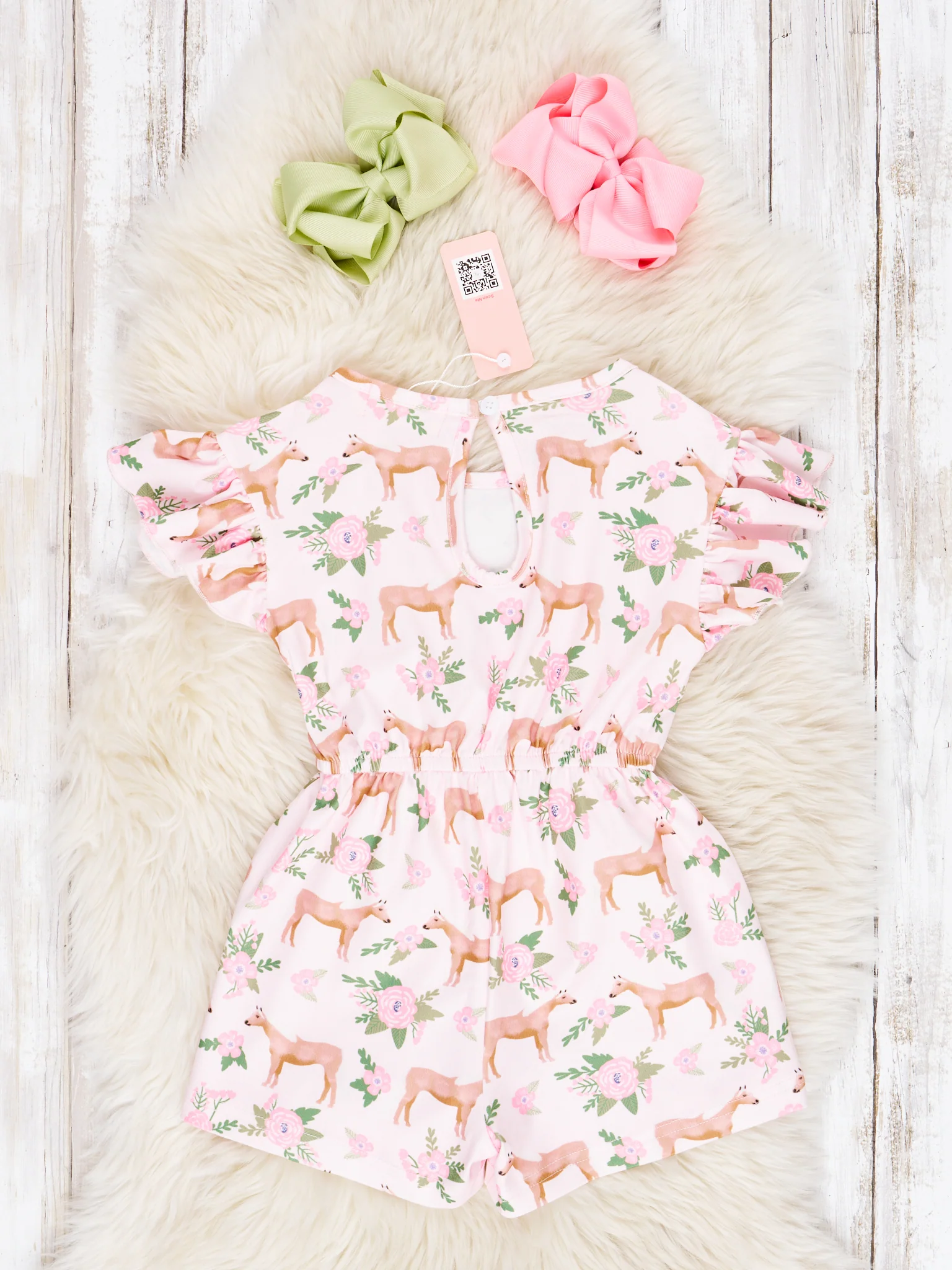 Sage Floral Horse Ruffle Jumpsuit - Image 2