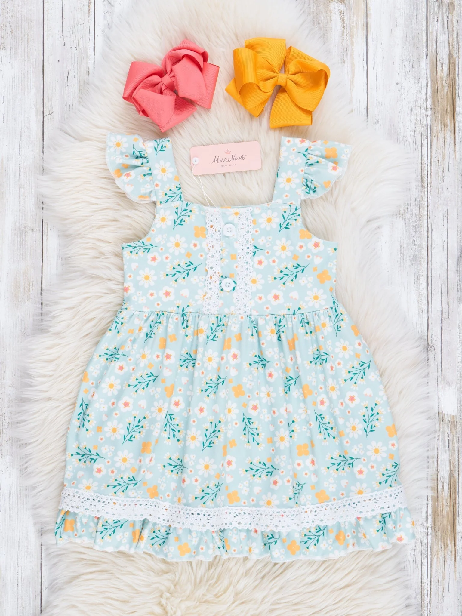Sage Green Garden Lace Hem Dress