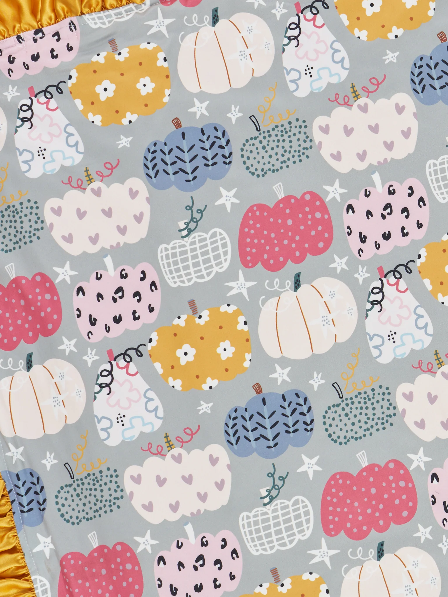 Sage Pumpkin Doodle Minky Ruffle Blanket - Image 3