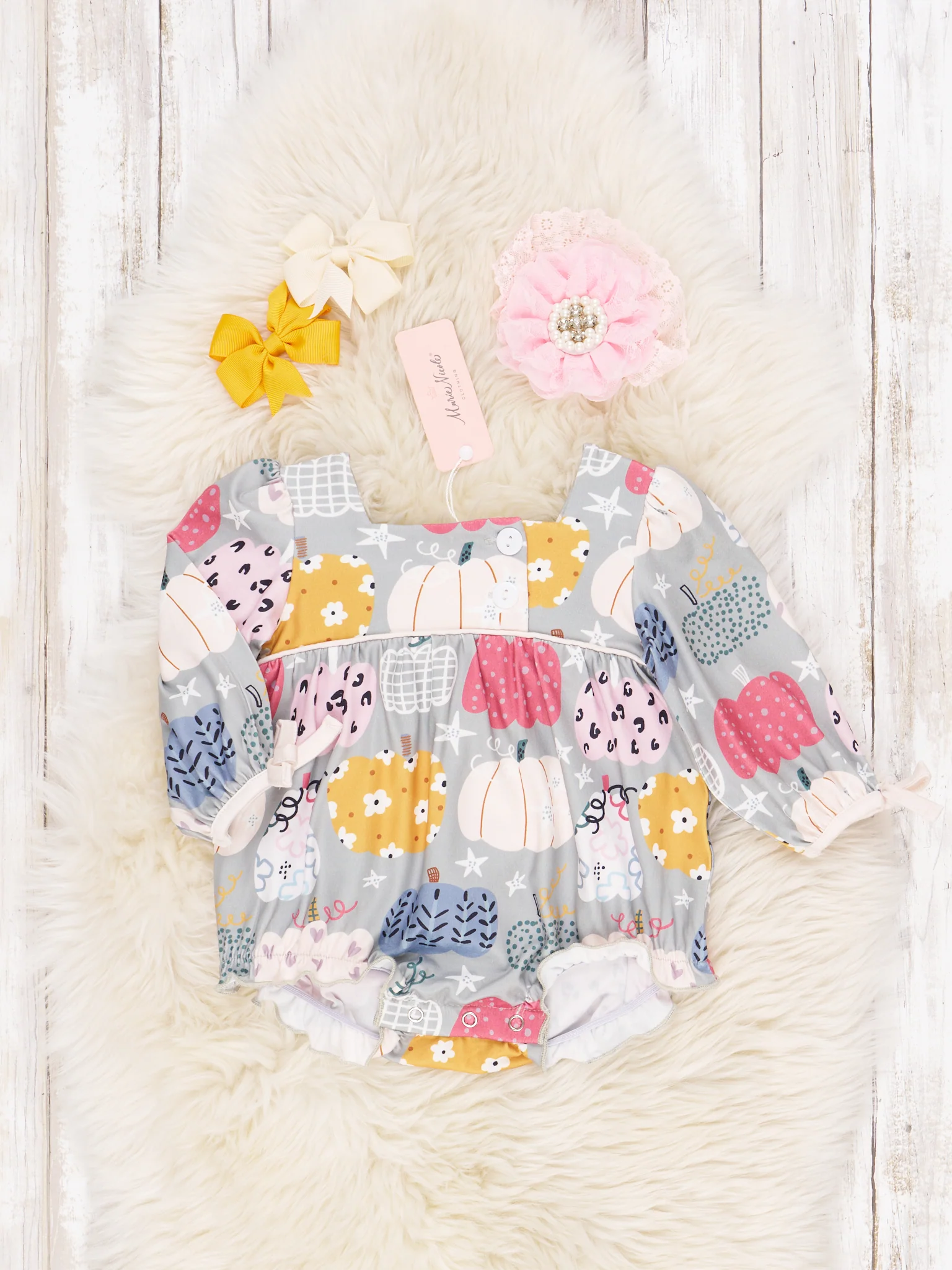Sage Pumpkin Doodle Romper