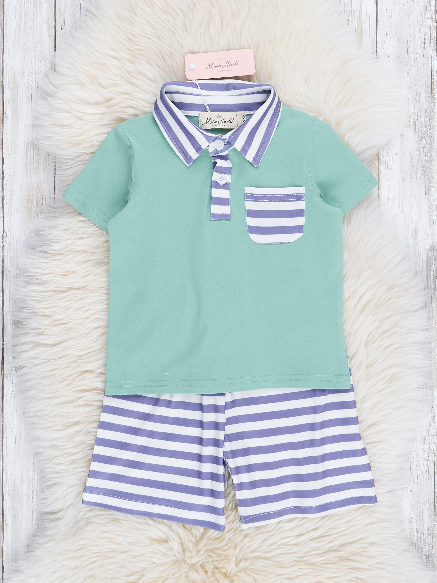 Sage & Slate Striped Polo Outfit