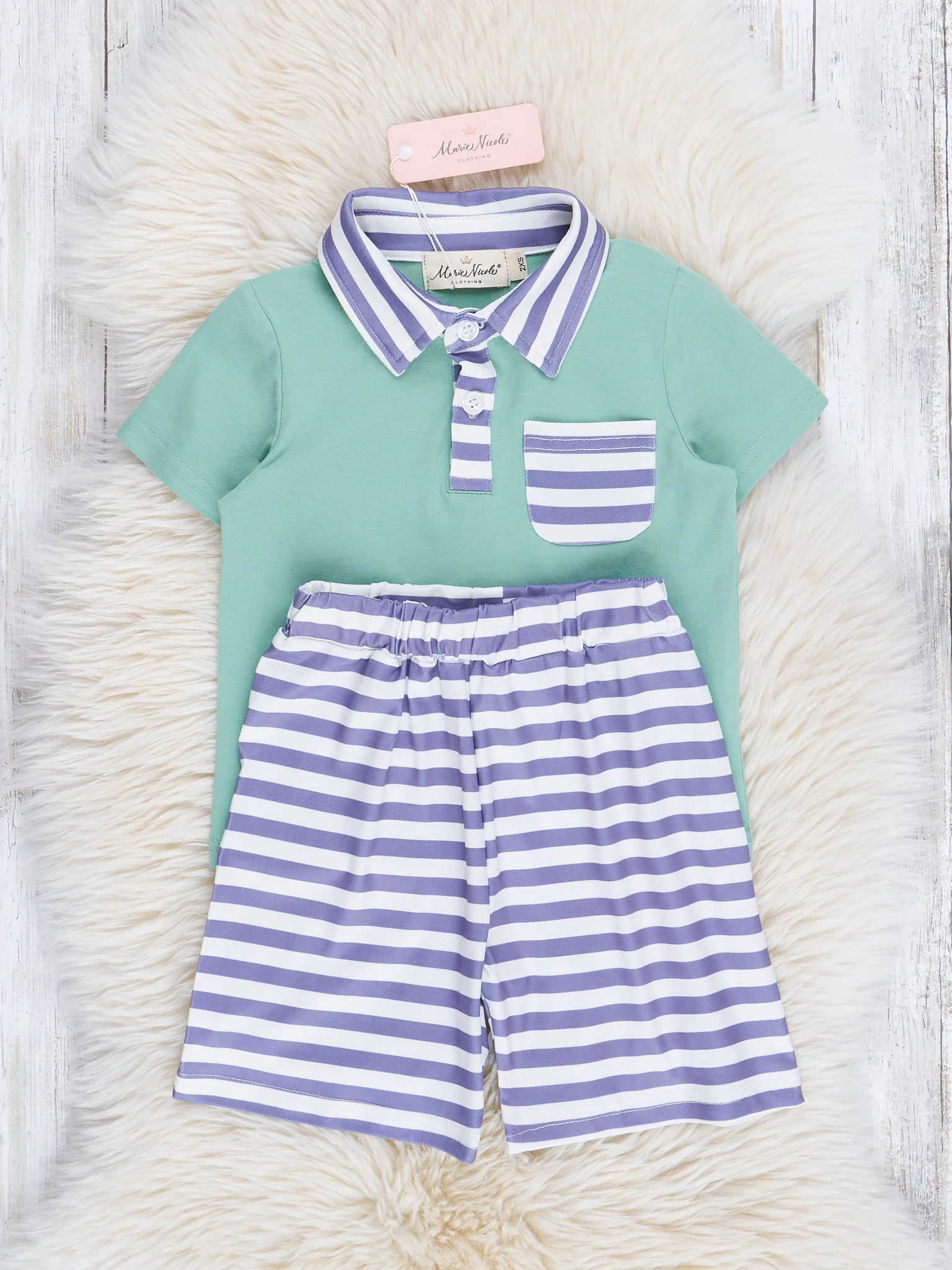 Sage & Slate Striped Polo Outfit - Image 2