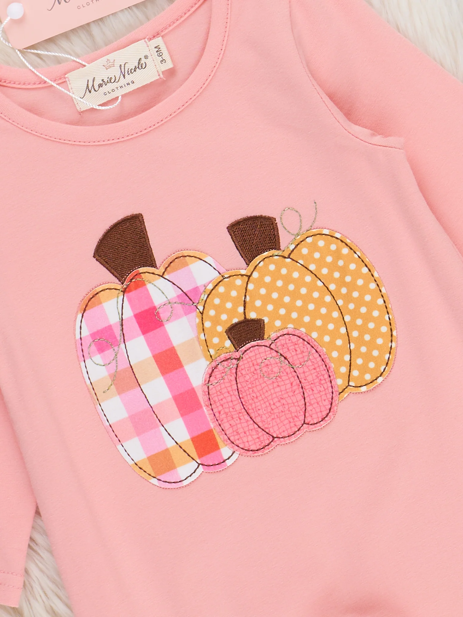 Salmon Pumpkin Plaid Ruffle Romper - Image 2