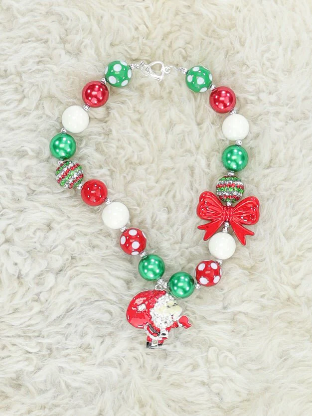 Santa Bow Bubblegum Necklace