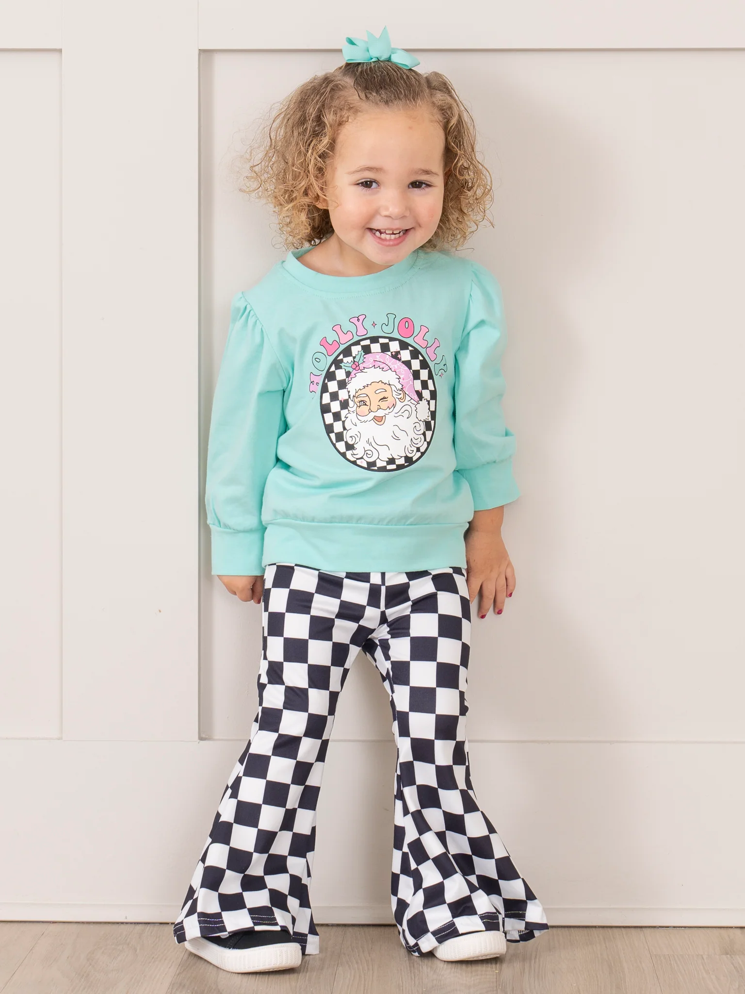 Santa Checkers Bell Bottoms Outfit