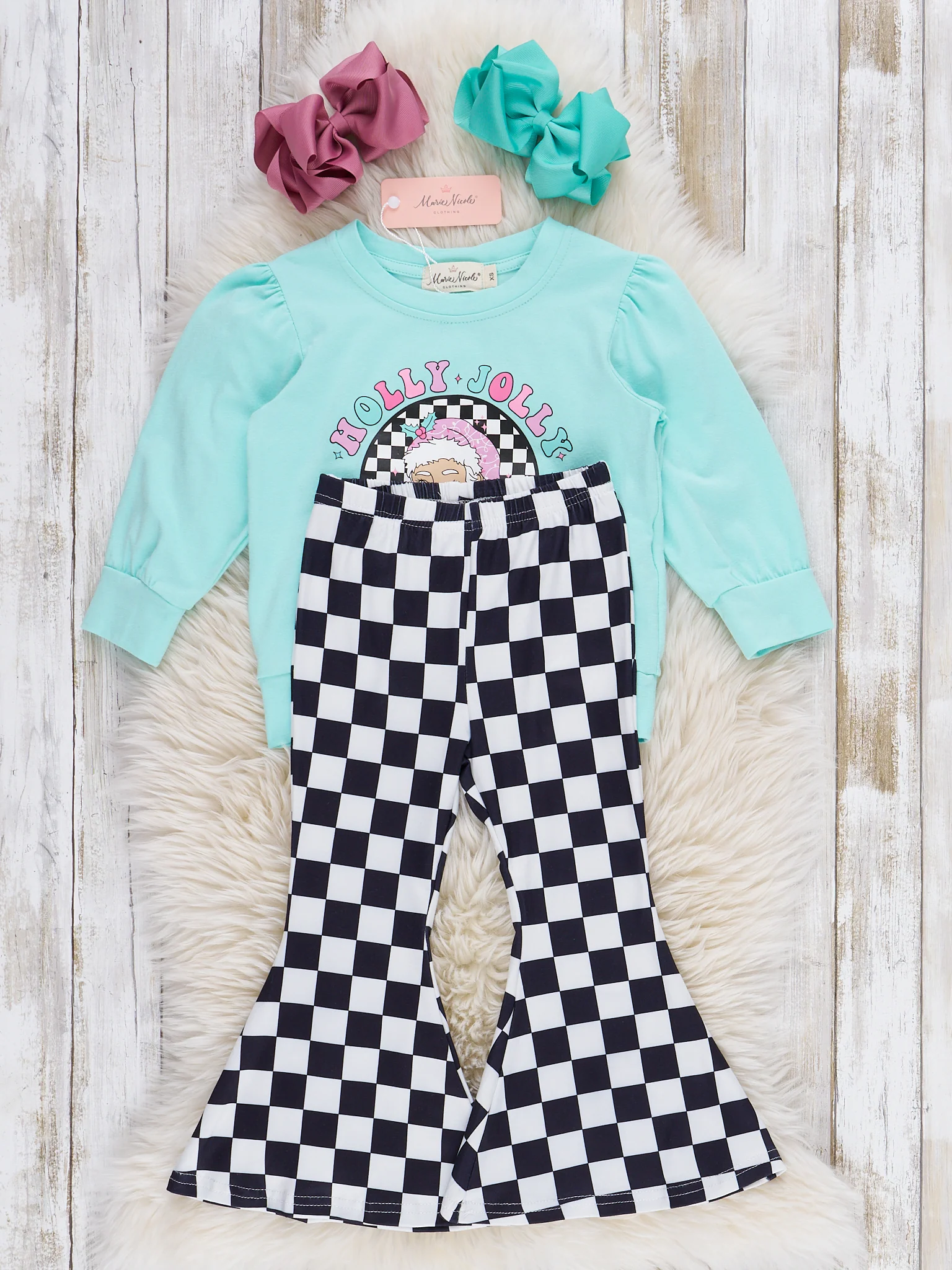 Santa Checkers Bell Bottoms Outfit - Image 5