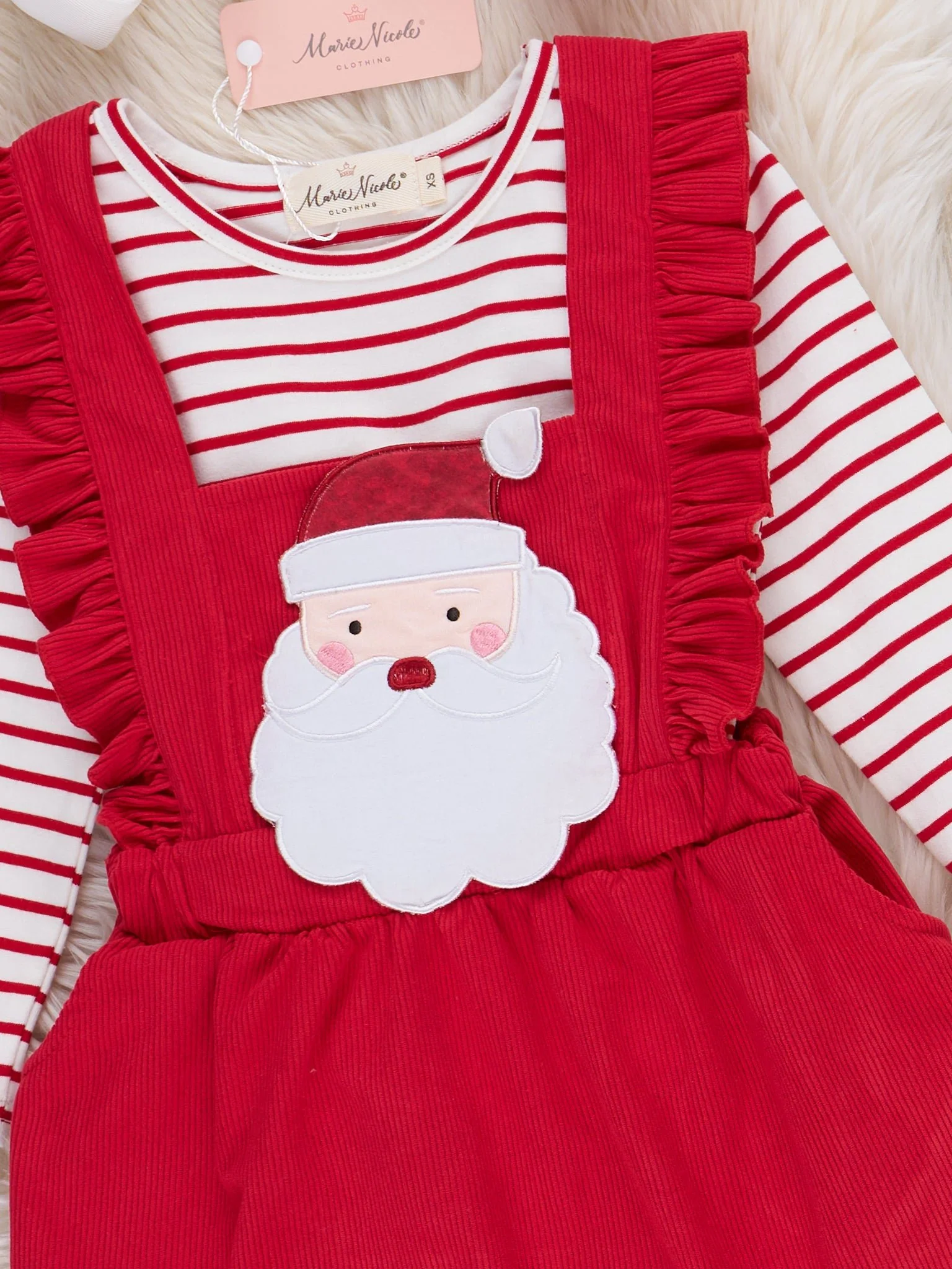 Santa Embroidered Corduroy Skirtall Outfit - Image 2